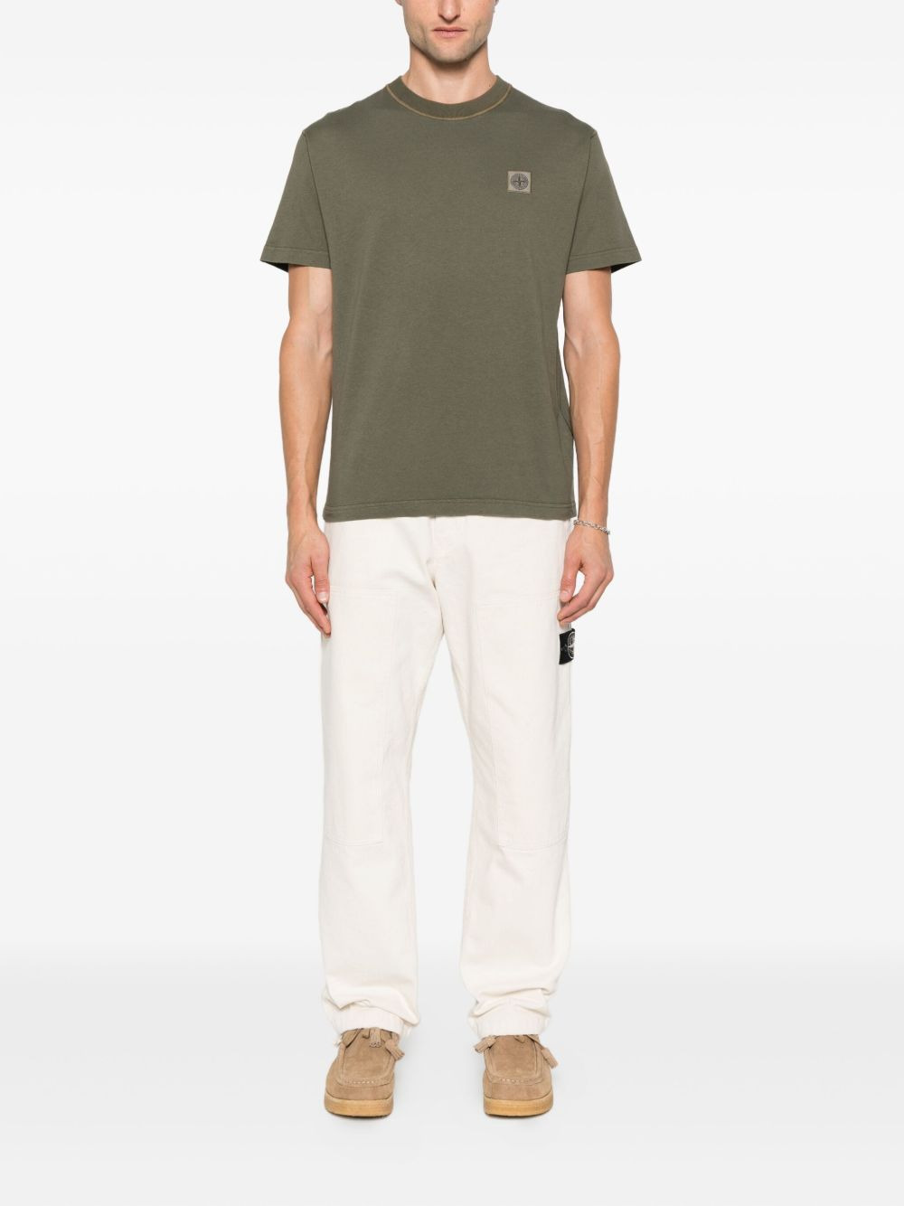Compass-patch cotton T-shirt - 2