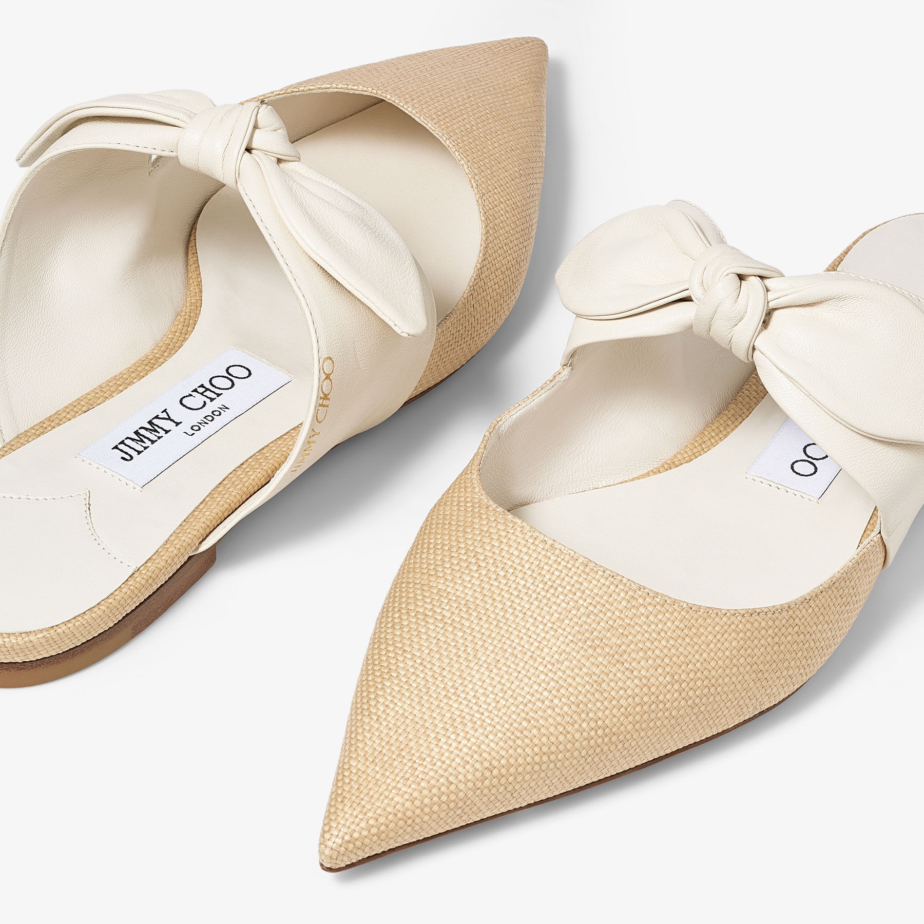 Rali Flat
Latte Nappa Leather with Raffia Flats - 3