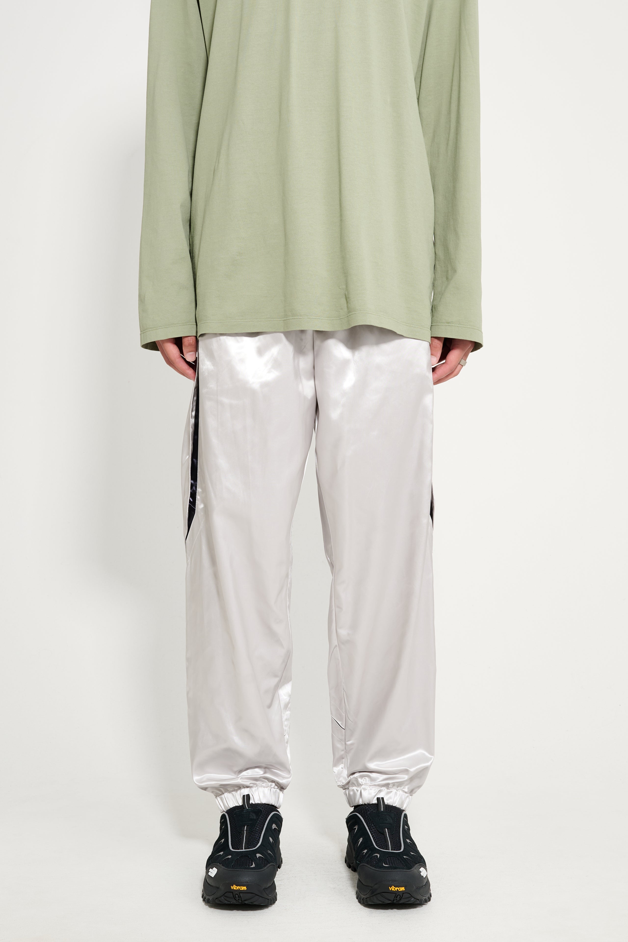 OLLY SHINDER WET LOOK NYLON SPLIT JOGGER SILVER - 2