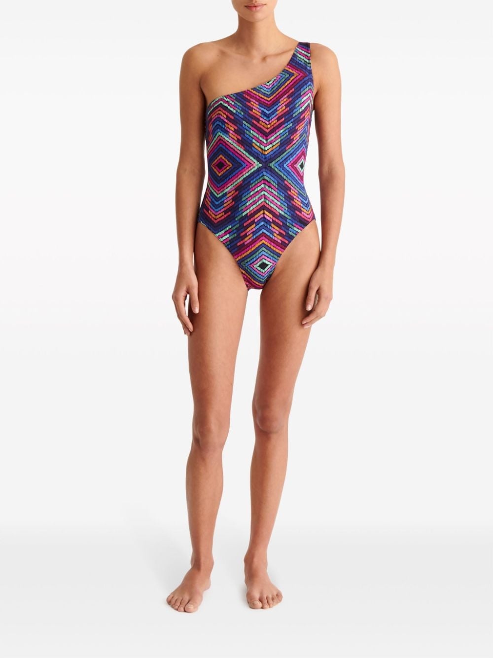 Multicolore one-shoulder swimsuit - 3