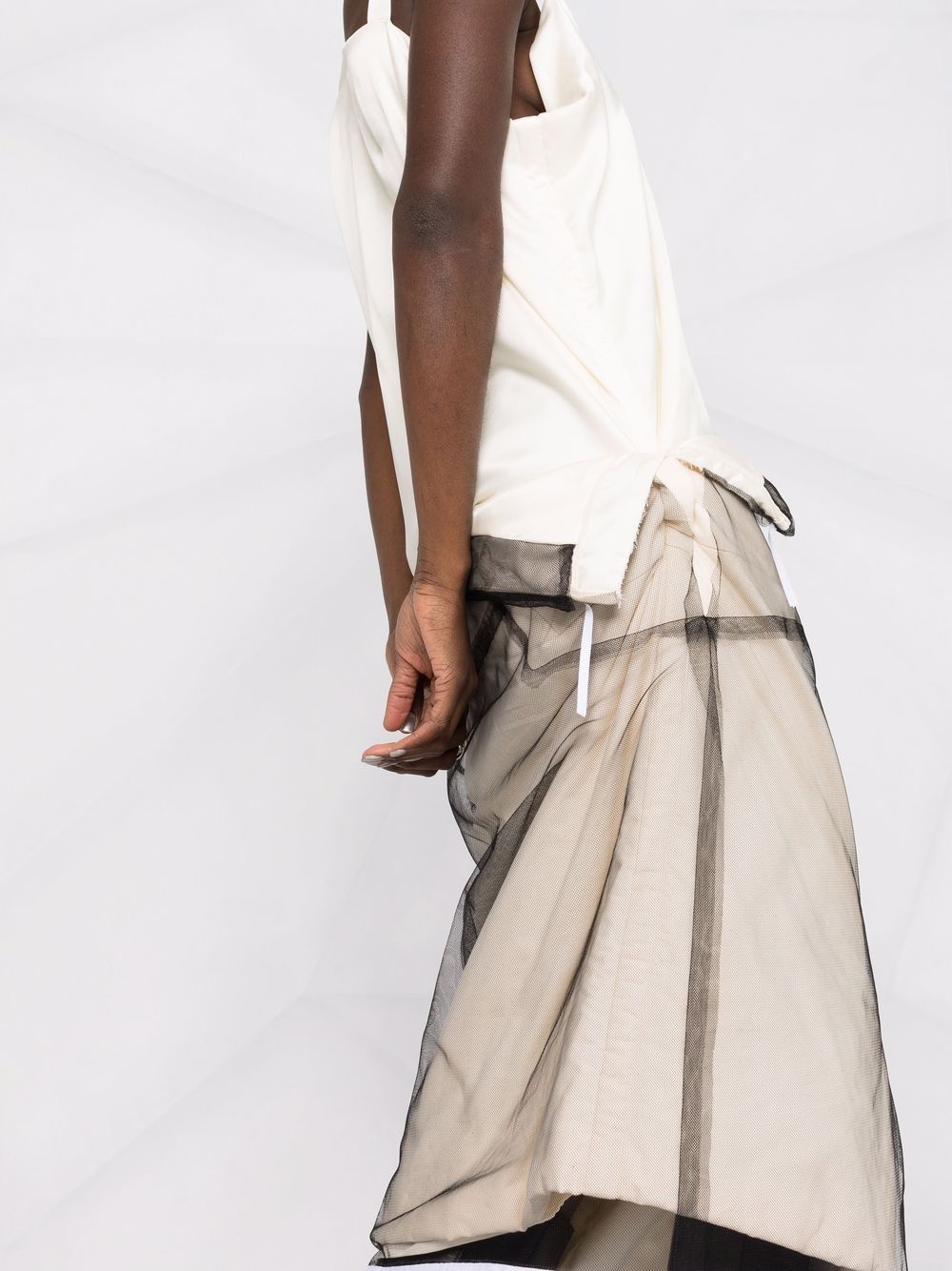 panelled tulle-overlay dress - 3