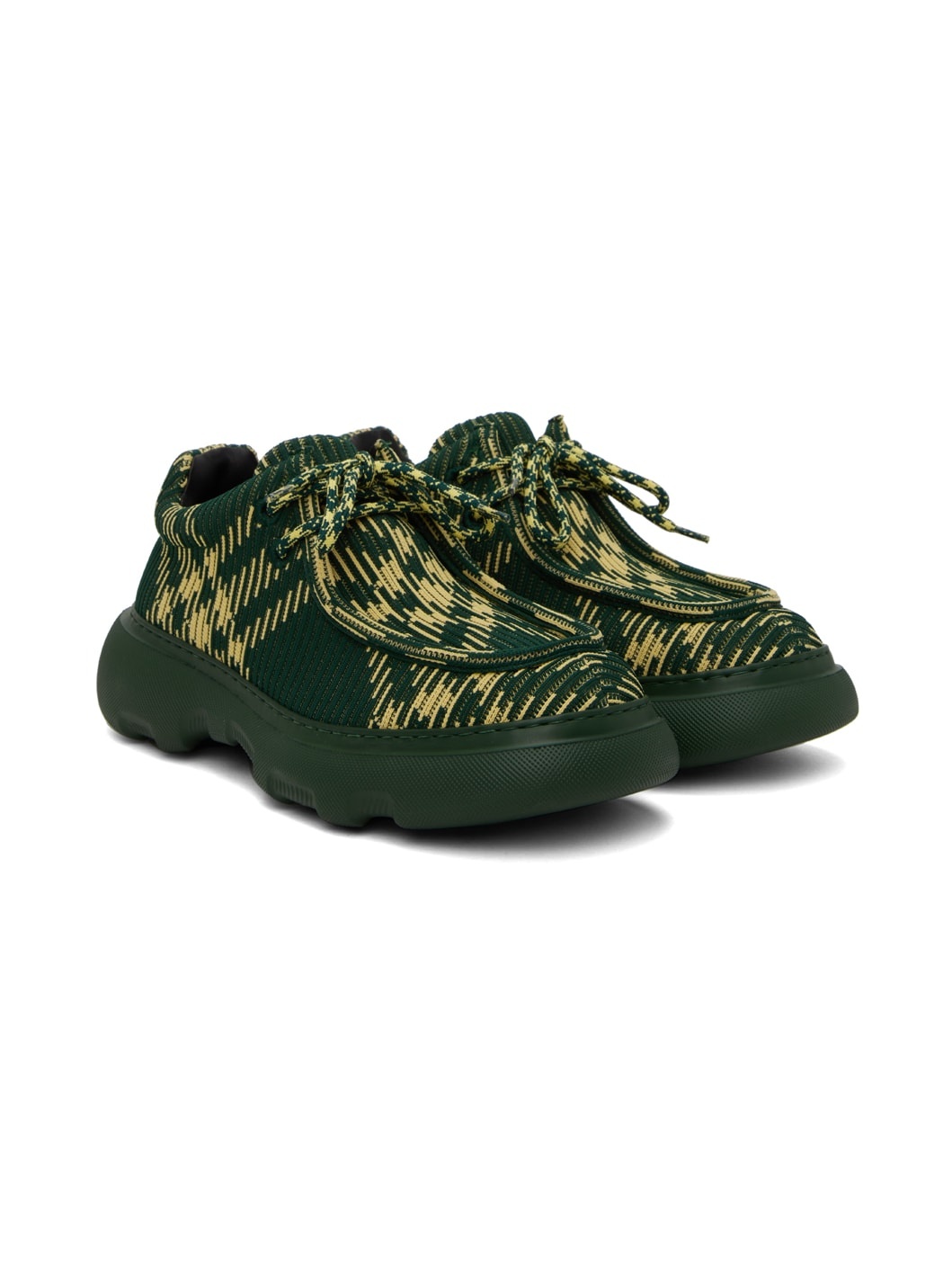 Green & Yellow Check Woven Creeper Derbys - 4