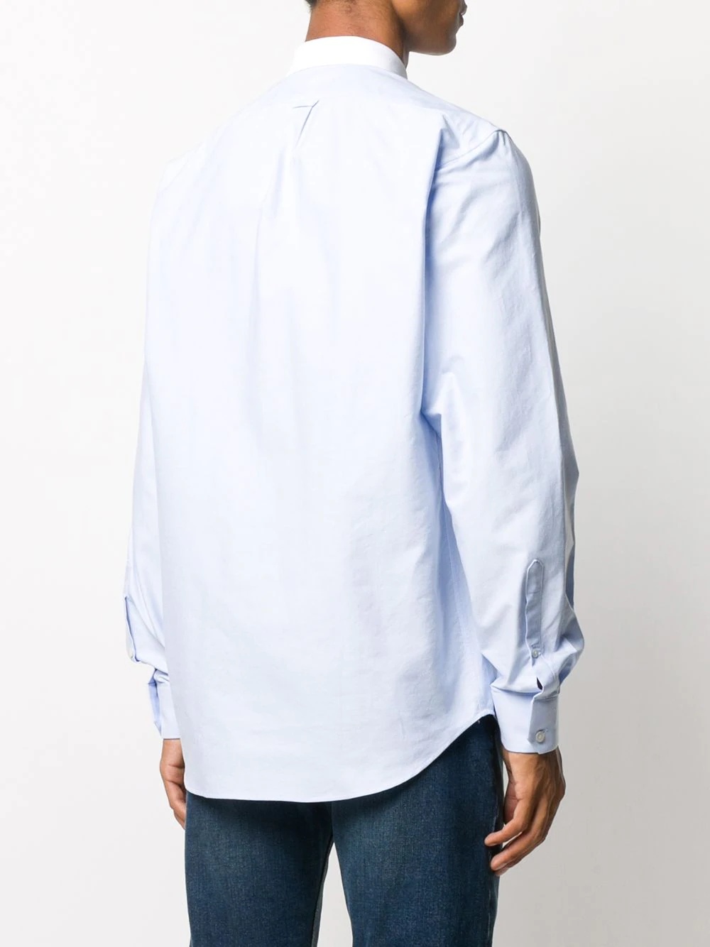 contrast collar cotton shirt - 4