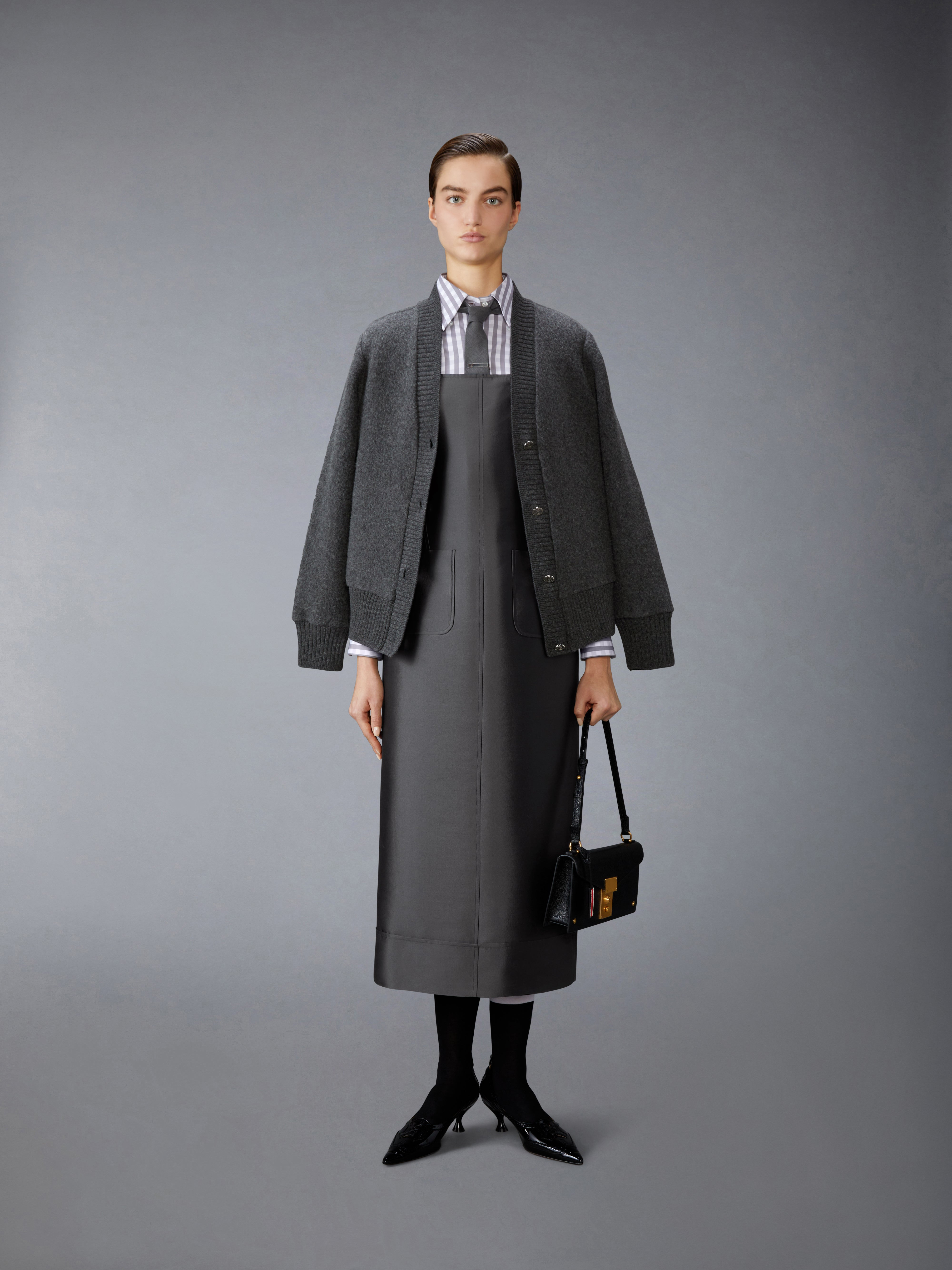 WOOL FLEECE OVERSIZED V NECK CARDIGAN - 4