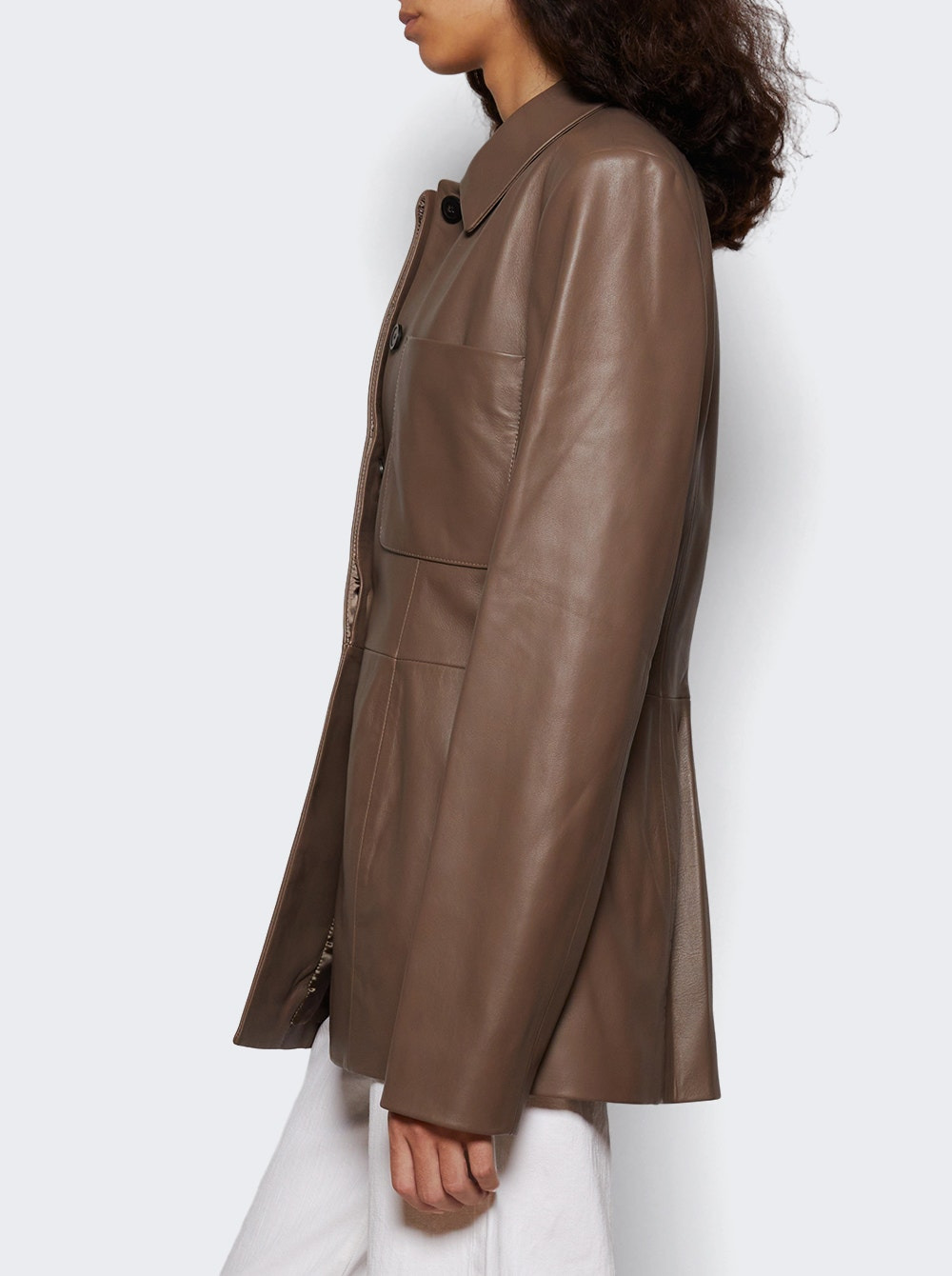 Magda Leather Jacket Taupe - 3