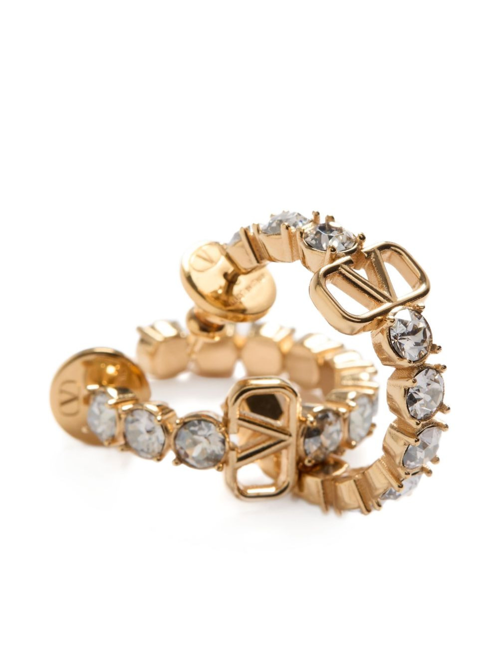 VLogo Signature crystal hoop earrings - 4