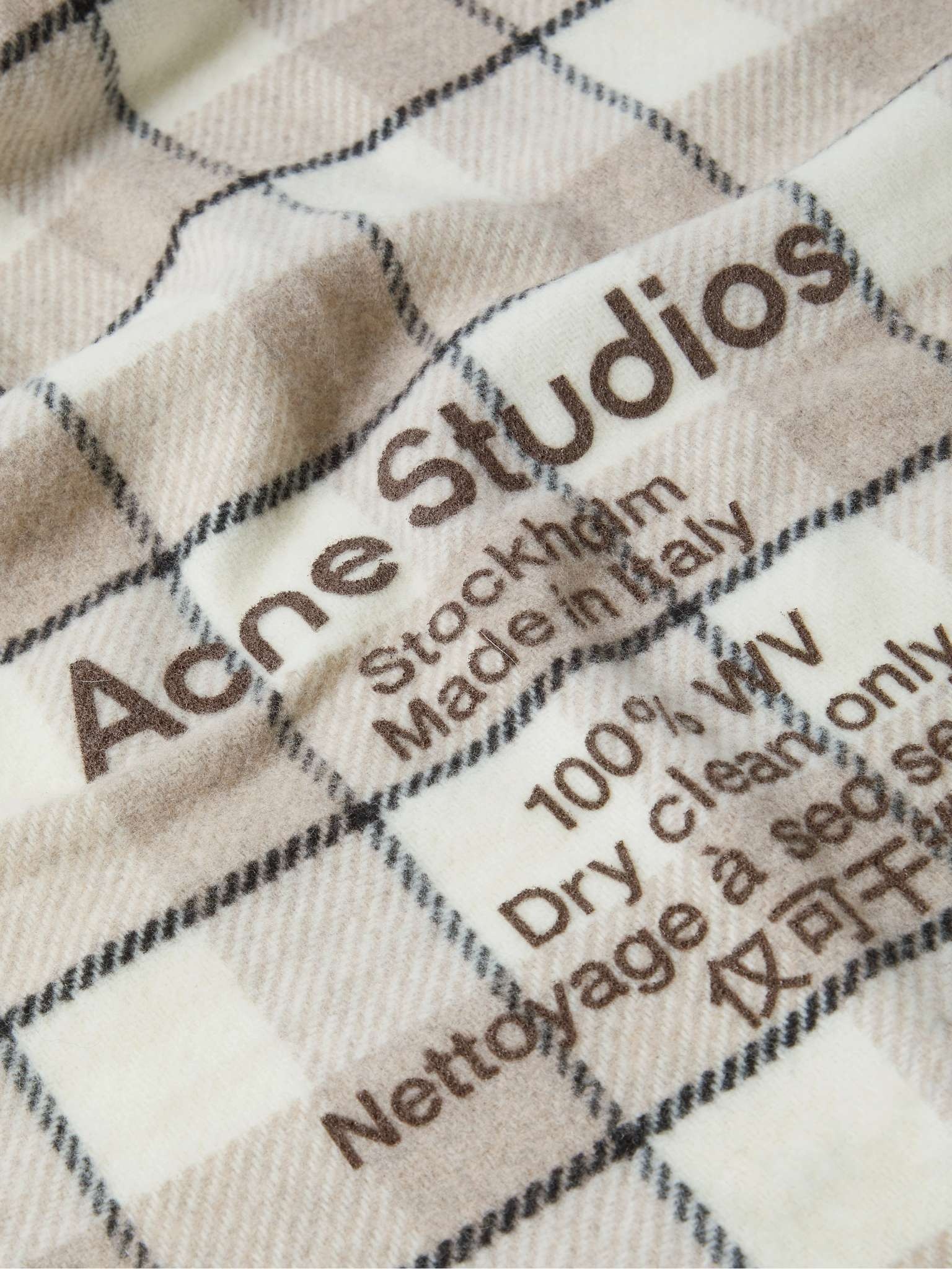 Logo-Print Checked Wool Scarf - 3