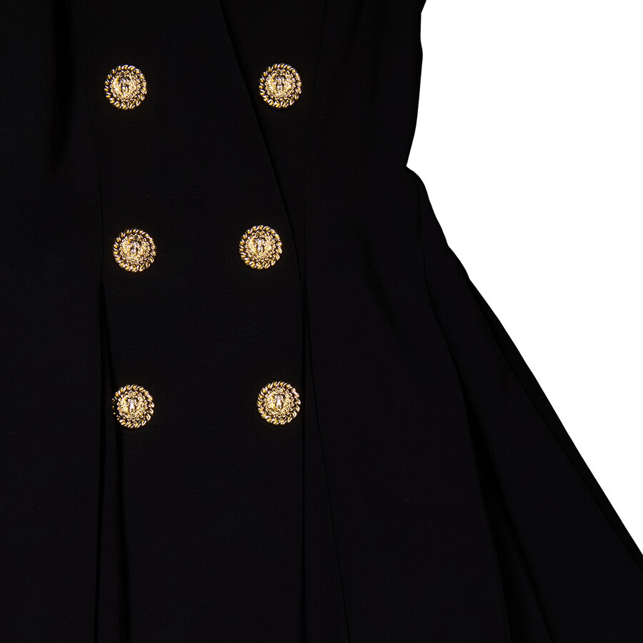 Balmain Pleated Flared Crepe Dress - 2