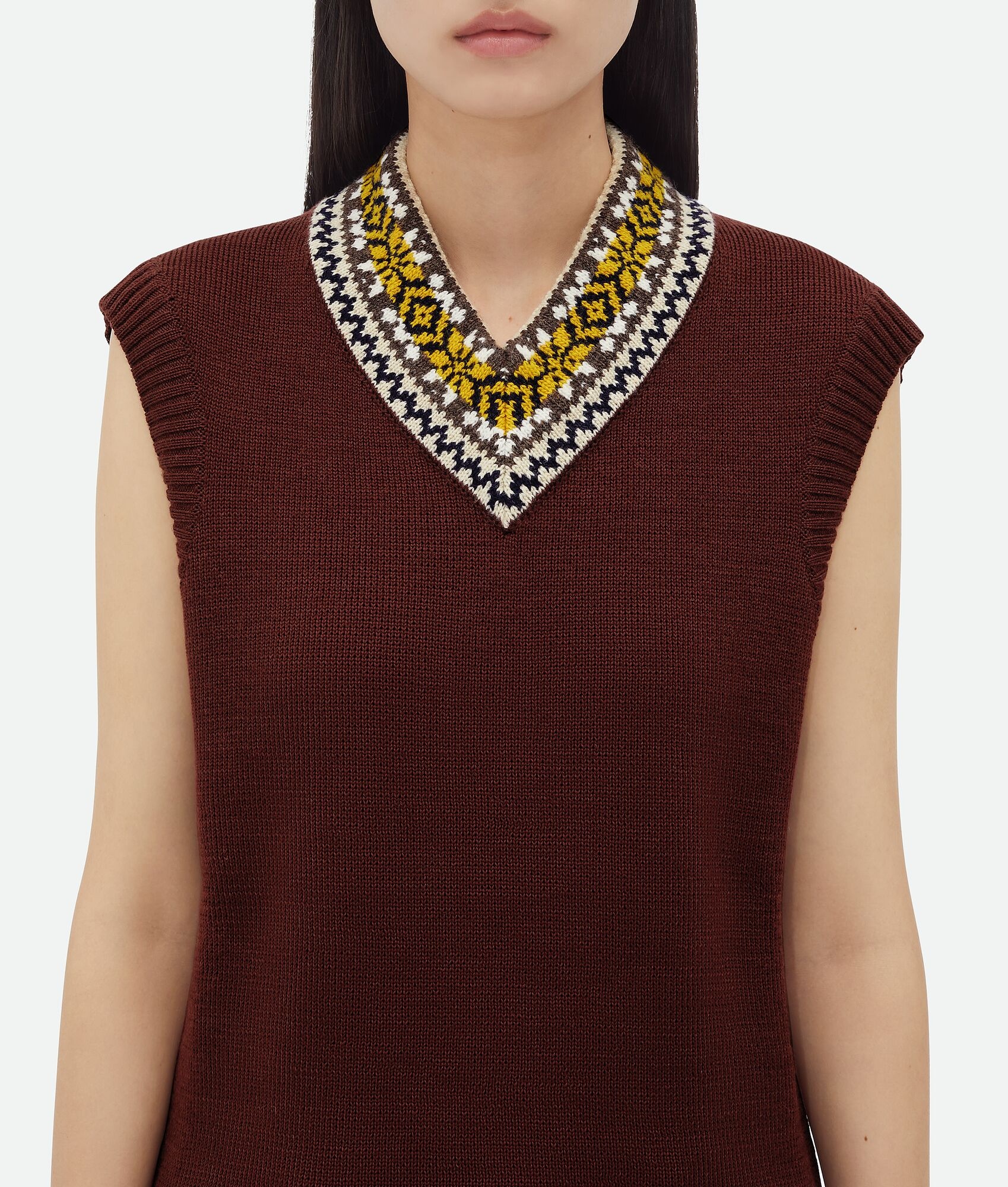 Wool Gilet With Jacquard Collar - 4