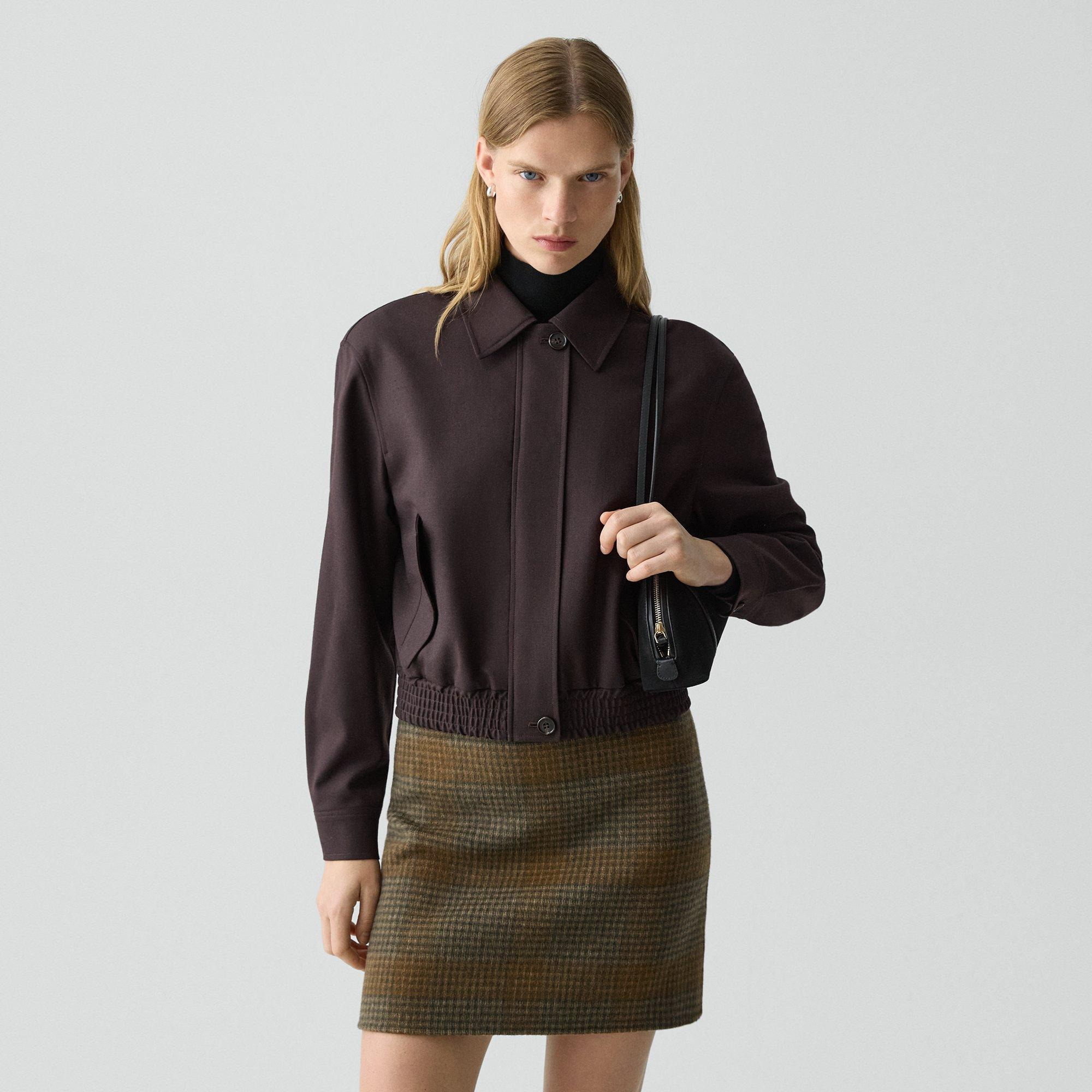Cropped Track Jacket in Wool-Blend Flannel - 2