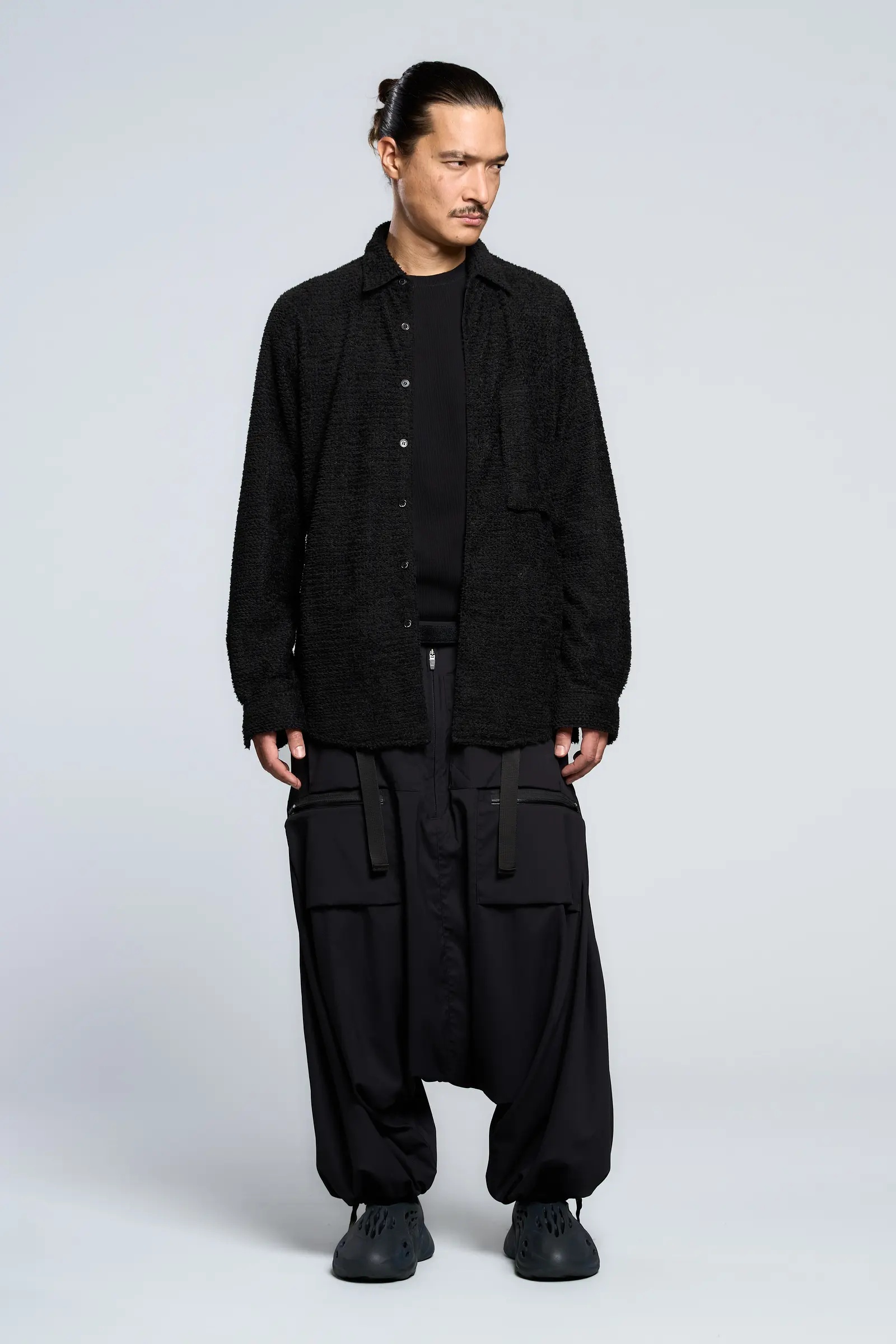 LA1-AD Lofted Knit Fiber Long Sleeve Shirt Black - 11