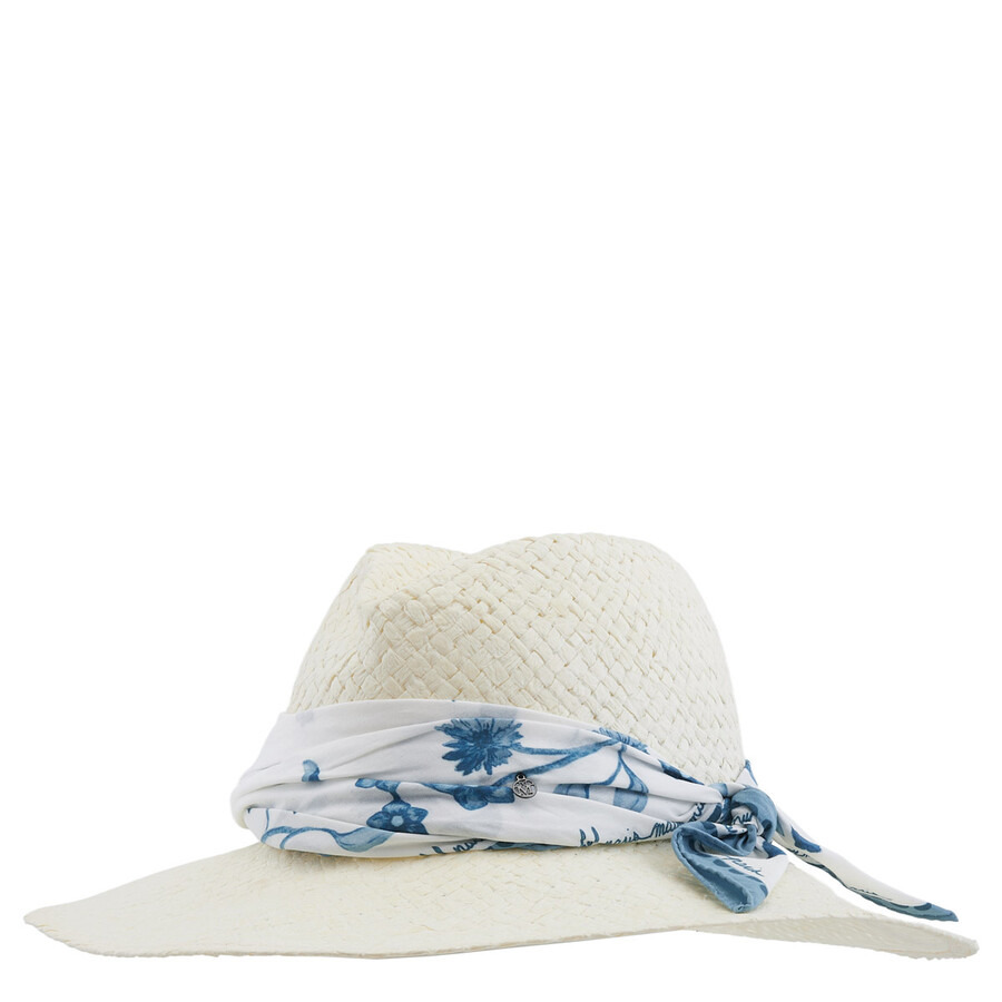 Maison Michel Ladies Beige Kate Scarf-Detail Fedora Hat - 4