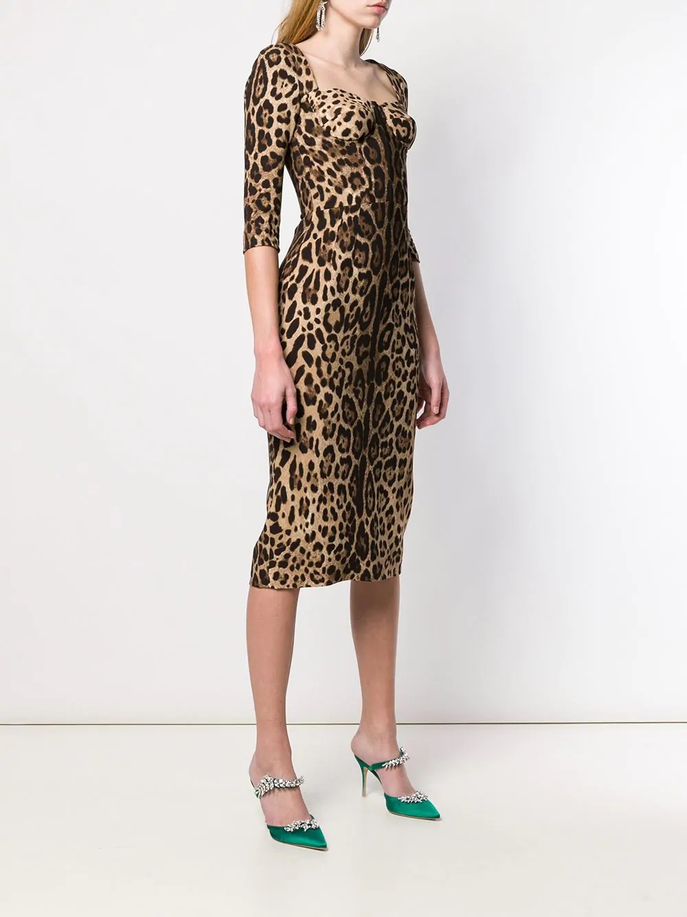 fitted leopard print dress - 3