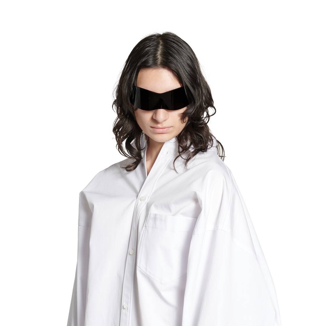 Women's Balenciaga Asymmetric Shirt Large Fit in White - 5