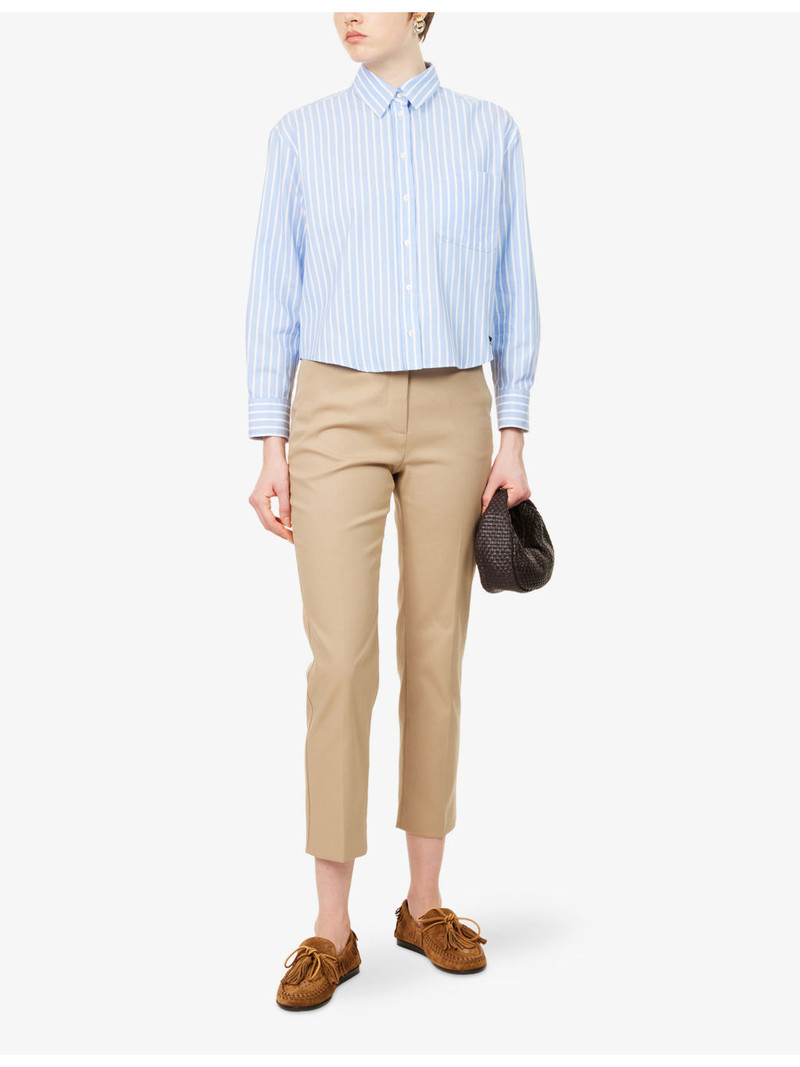 WEEKEND Max Mara Cigarette Slim Tailored Cotton Trousers outlook