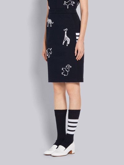 Thom Browne Navy Classic Cotton Pique Animal Icon Embroidery 4-Bar Skirt outlook