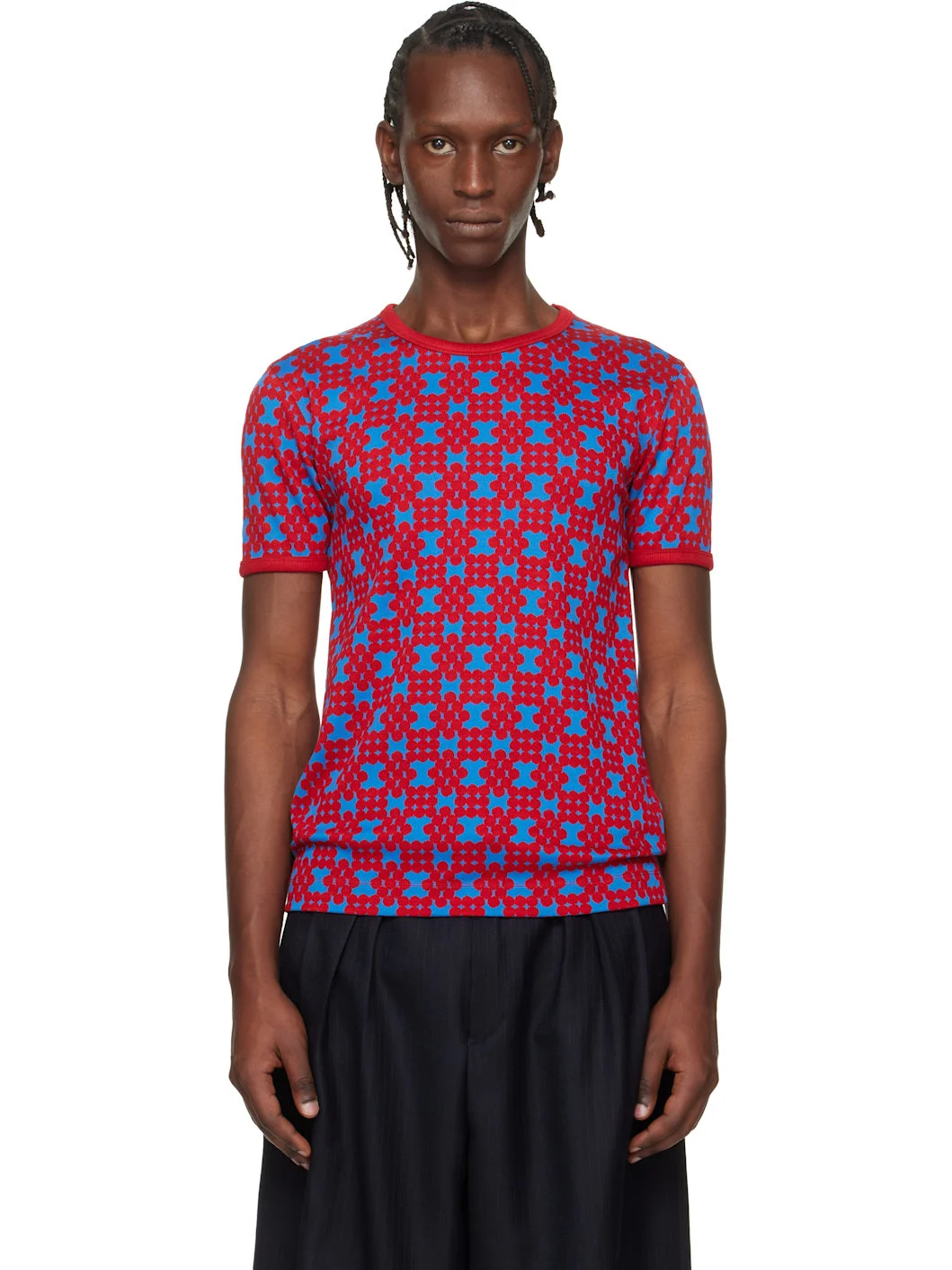 Red & Blue Jacquard T-shirt - 1