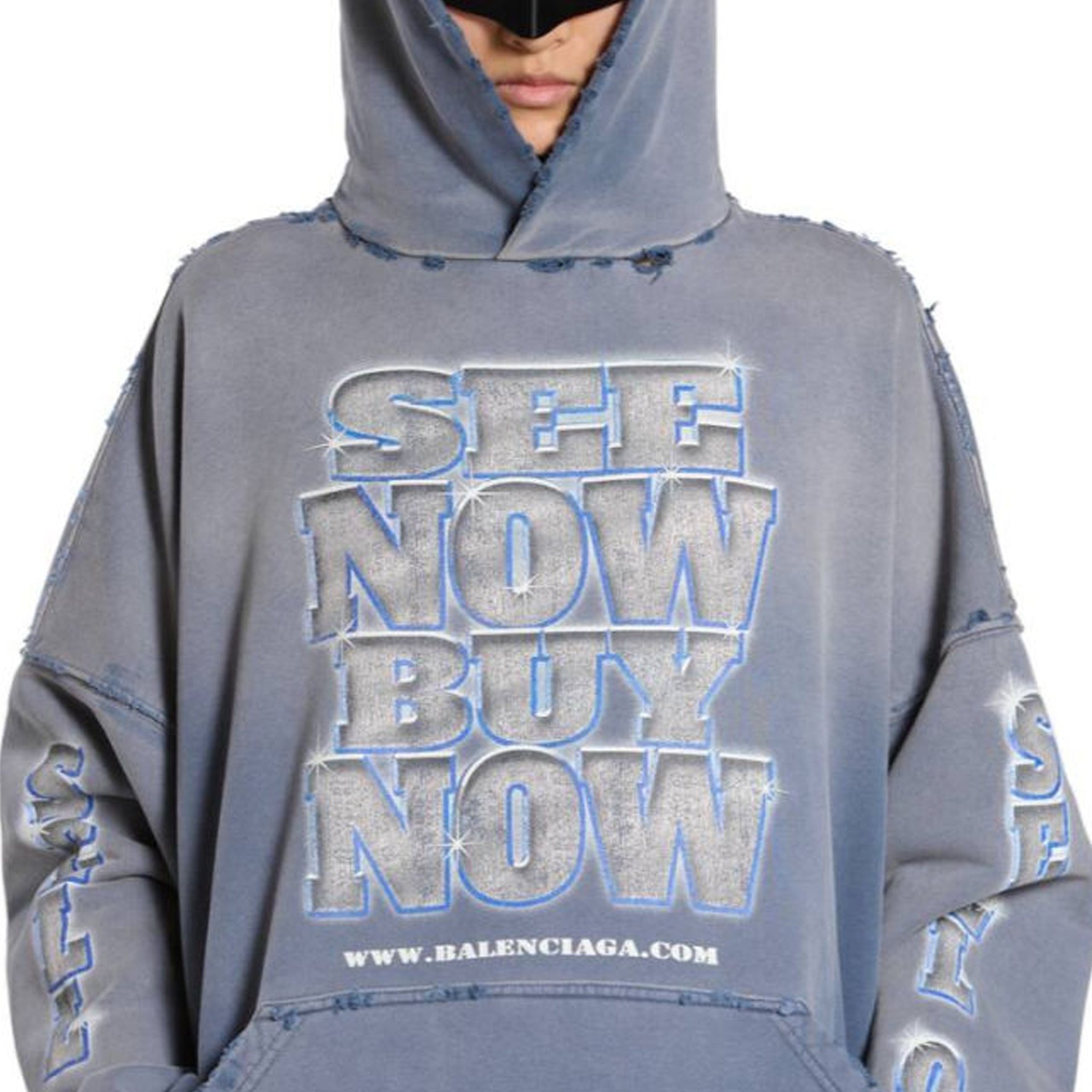 (WMNS) Balenciaga Snbn Hoodie 'Blue' 739024TQVE74108 - 6