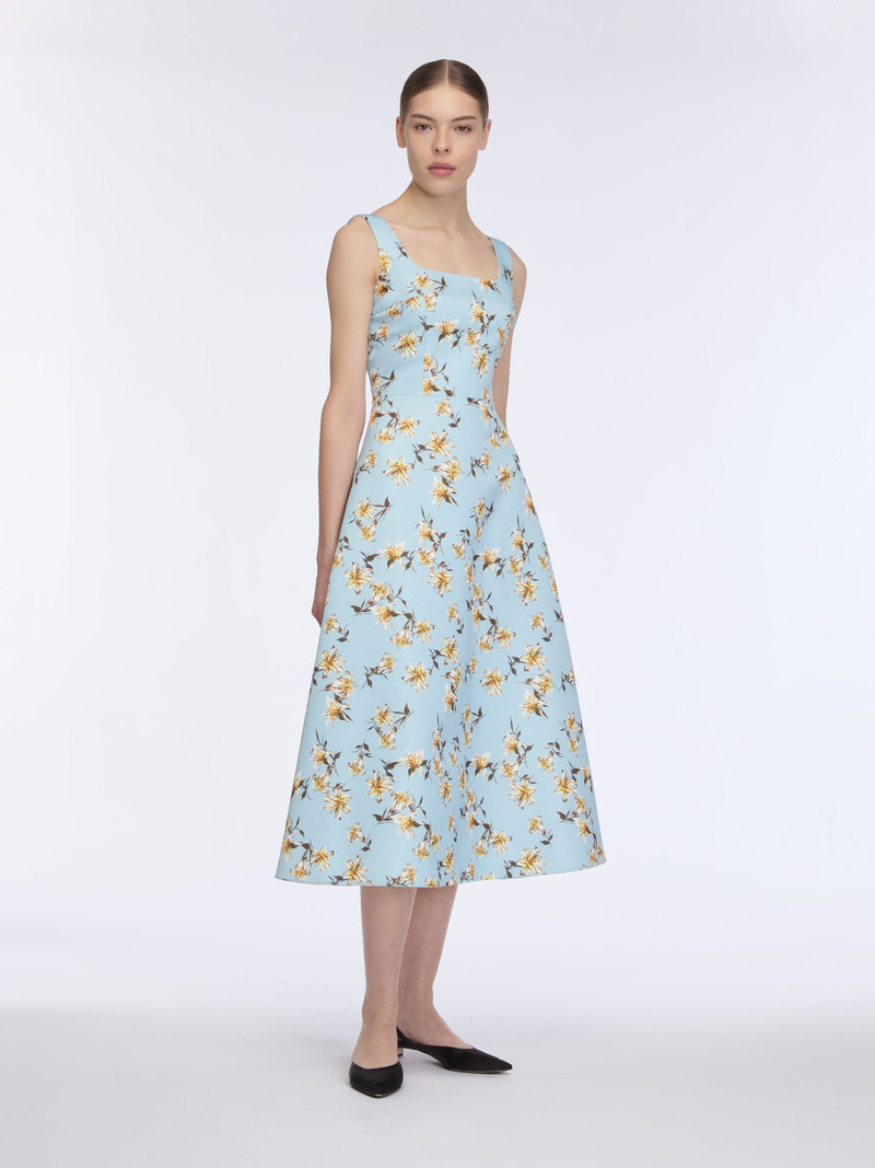 Shiloh Dress In Blue Summer Lillies Taffeta Faille 4