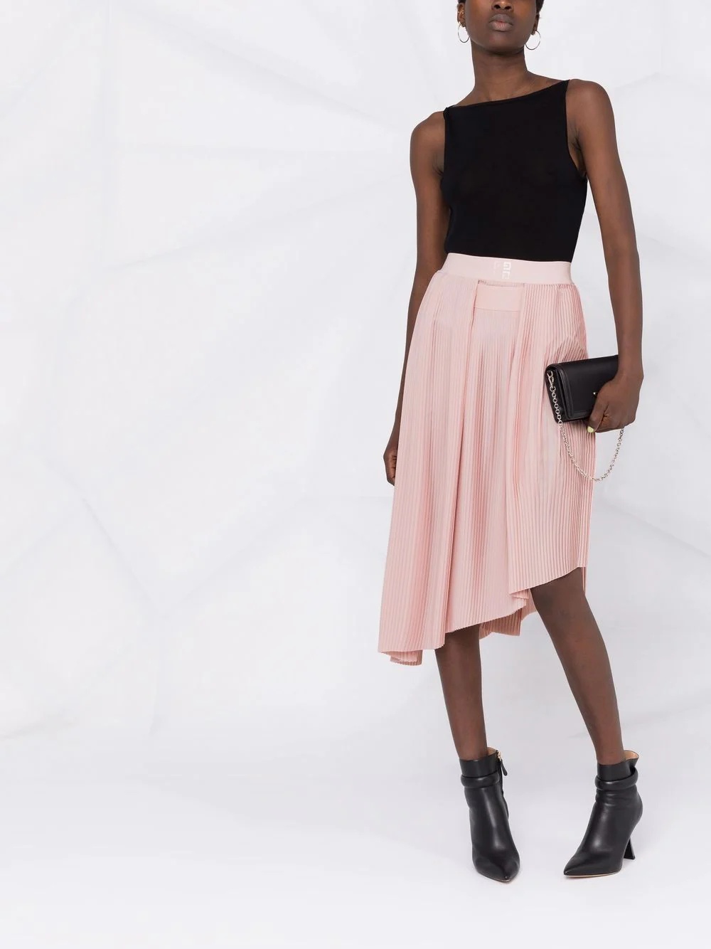 asymmetric pleated midi skirt - 2