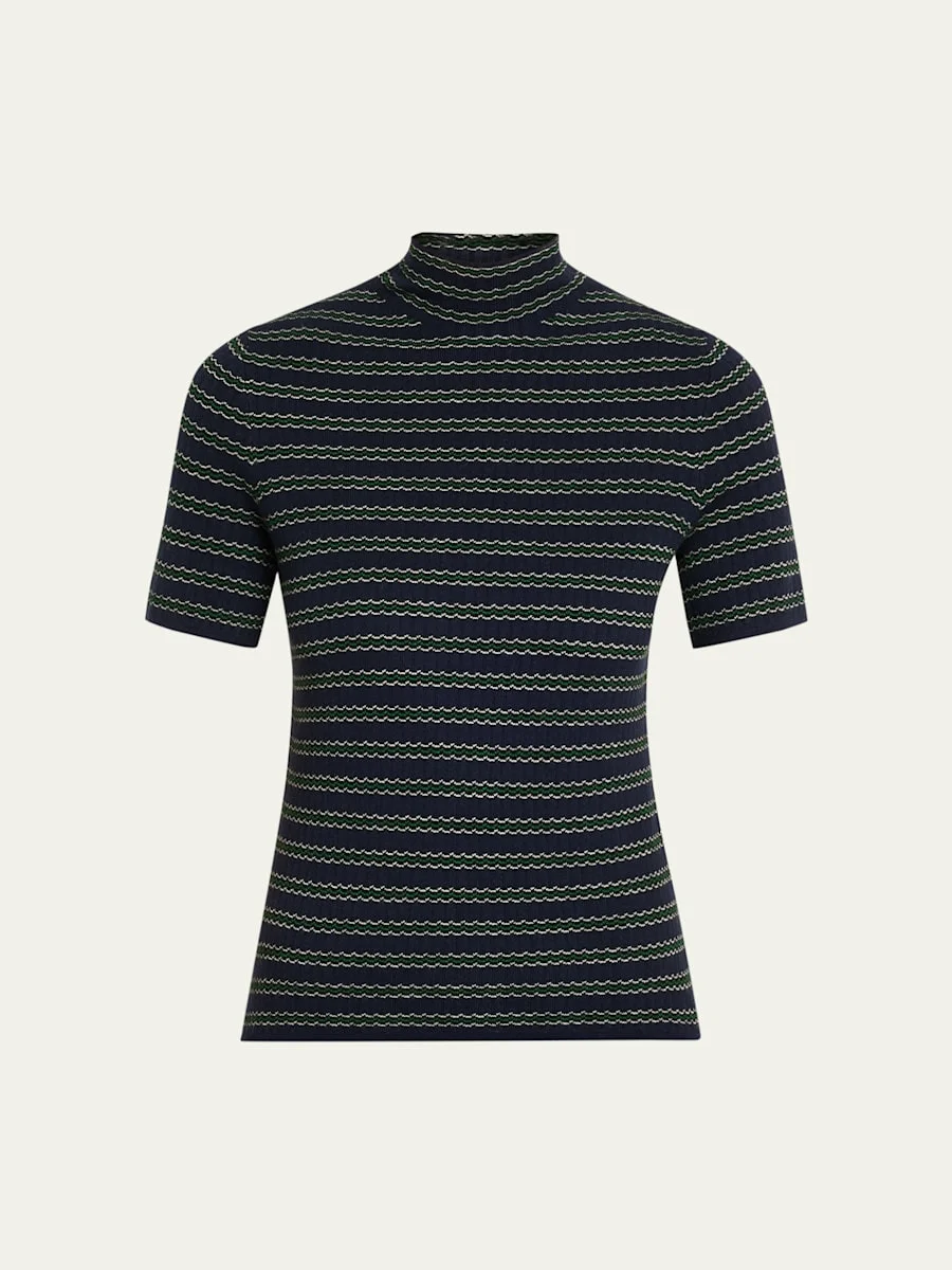 Leenda Stripe Turtleneck Tee - 1