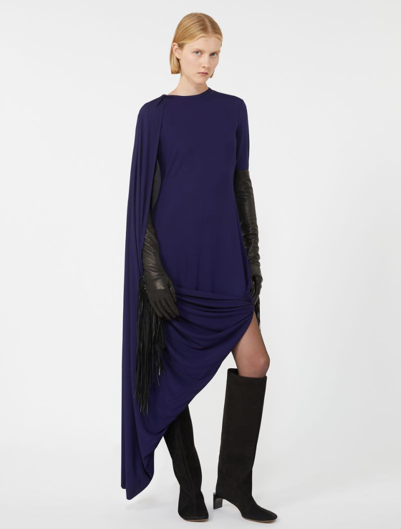 Sportmax Asymmetrical draped dress - RUNWAY - DARK VIOLET outlook