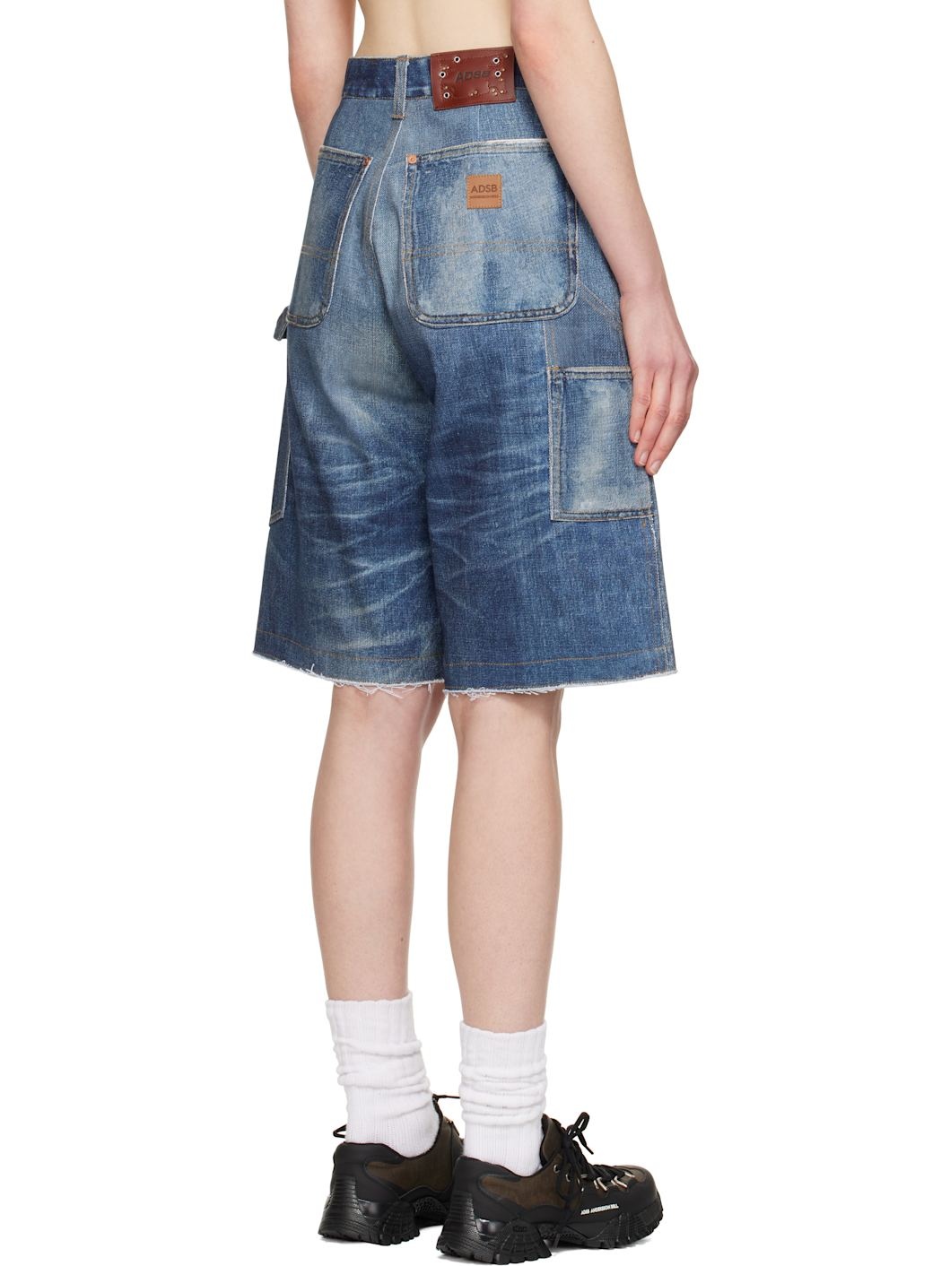 Blue Trompe L'oeil Double-Knee Denim Shorts - 3