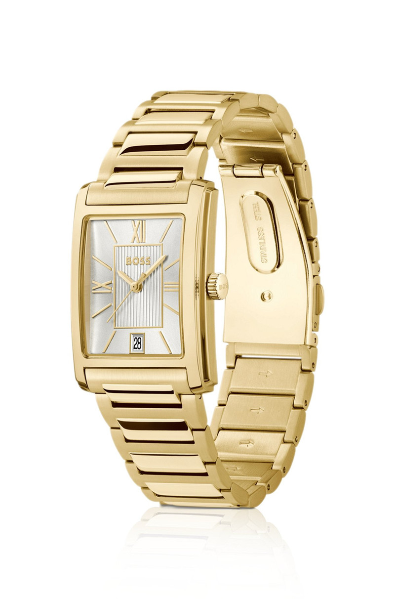 BOSS PRINCIPLE GOLD-TONE WATCH WITH SILVER-WHITE DIAL outlook
