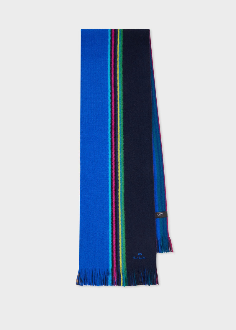 Blue Reversible 'Sports Stripe' Scarf 1