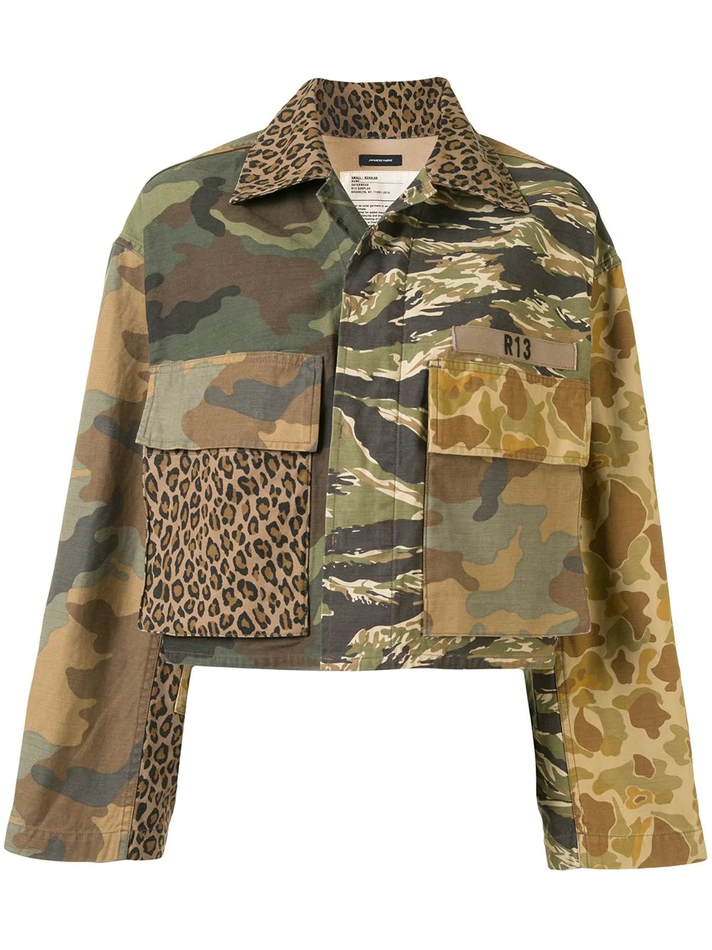 contrast camouflage print cropped jacket - 1