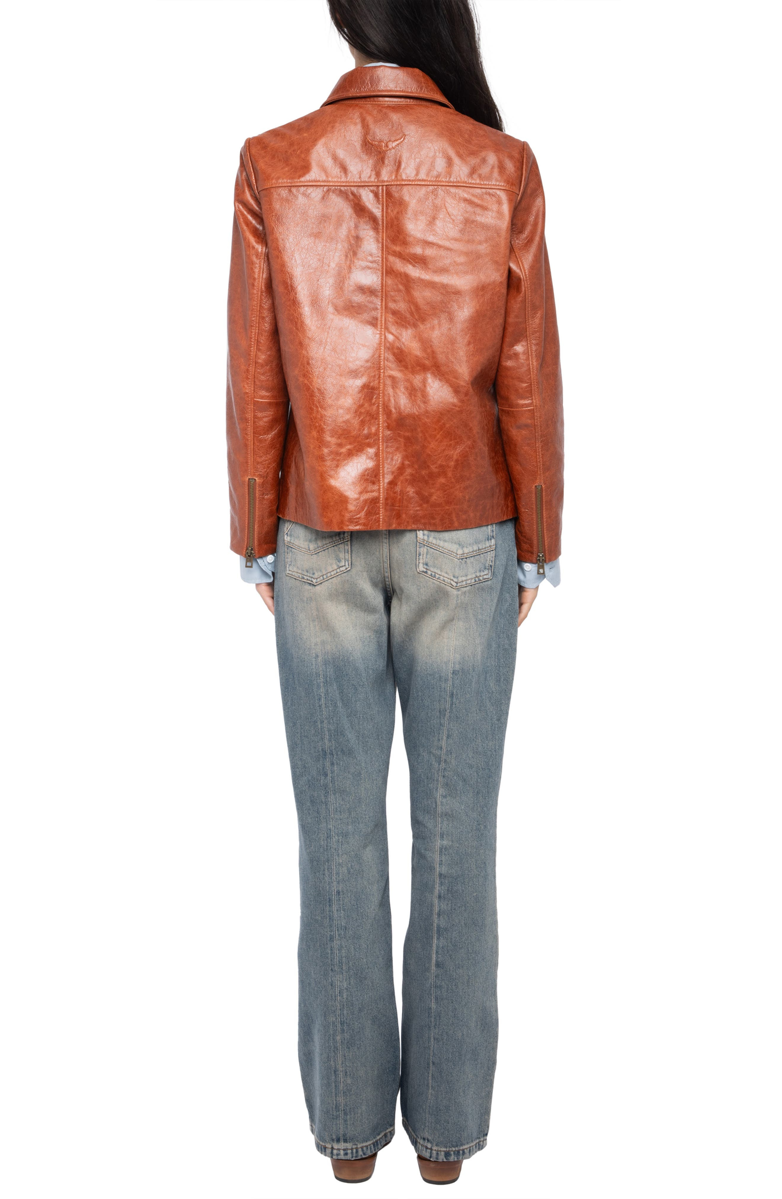 Zadig & Voltaire Lienna Leather Jacket in Burn at Nordstrom - 7