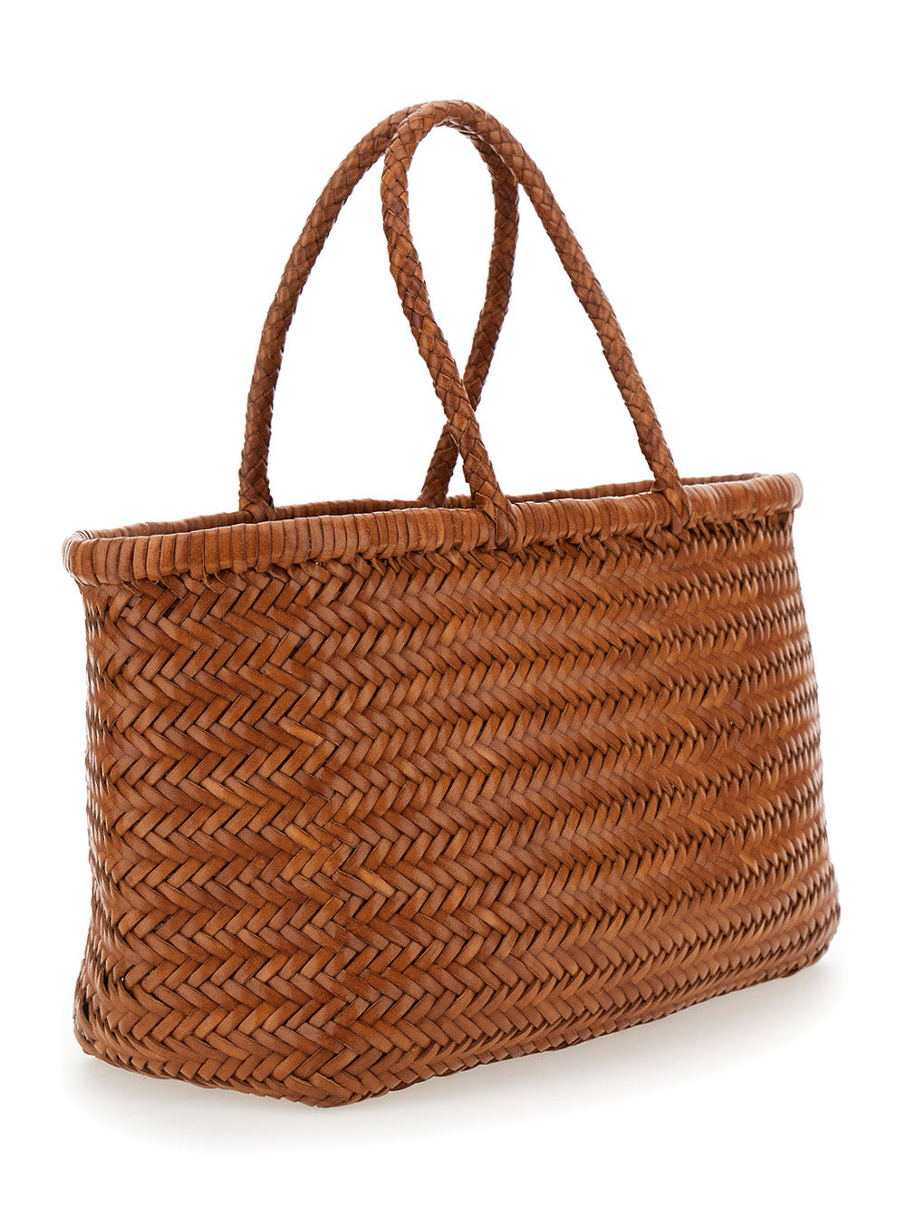 Dragon Diffusion Women 'Bamboo Triple Jump' Light Brown Tote Bag In Woven Leather Woman - 3