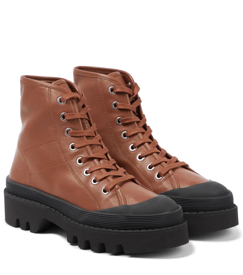 leather lace-up boots - 1