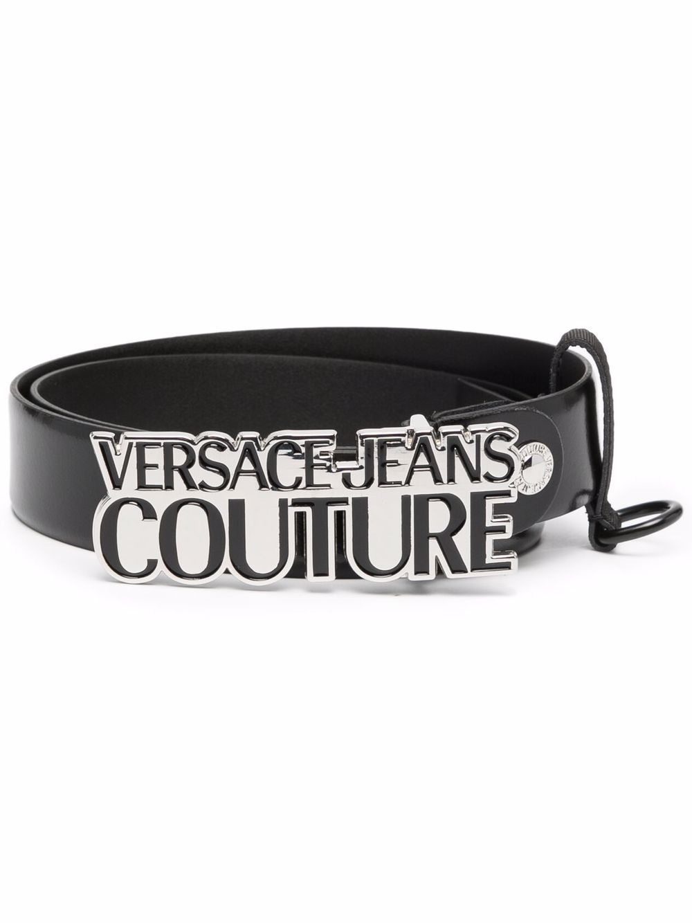 logo-plaque leather belt - 1