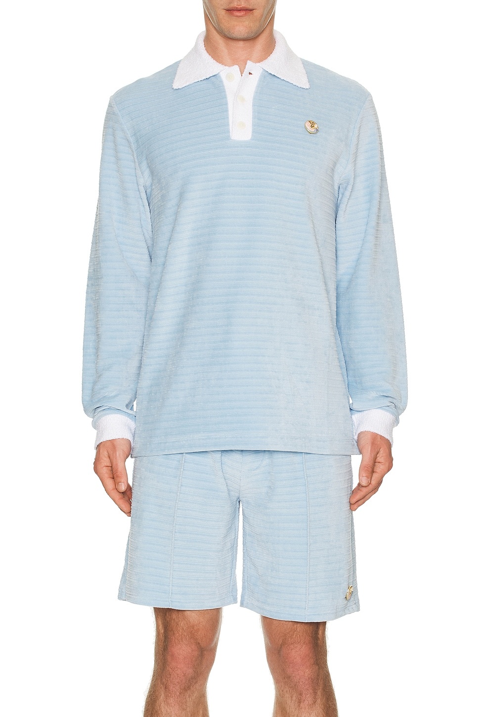 Long Sleeve Velour Polo - 4