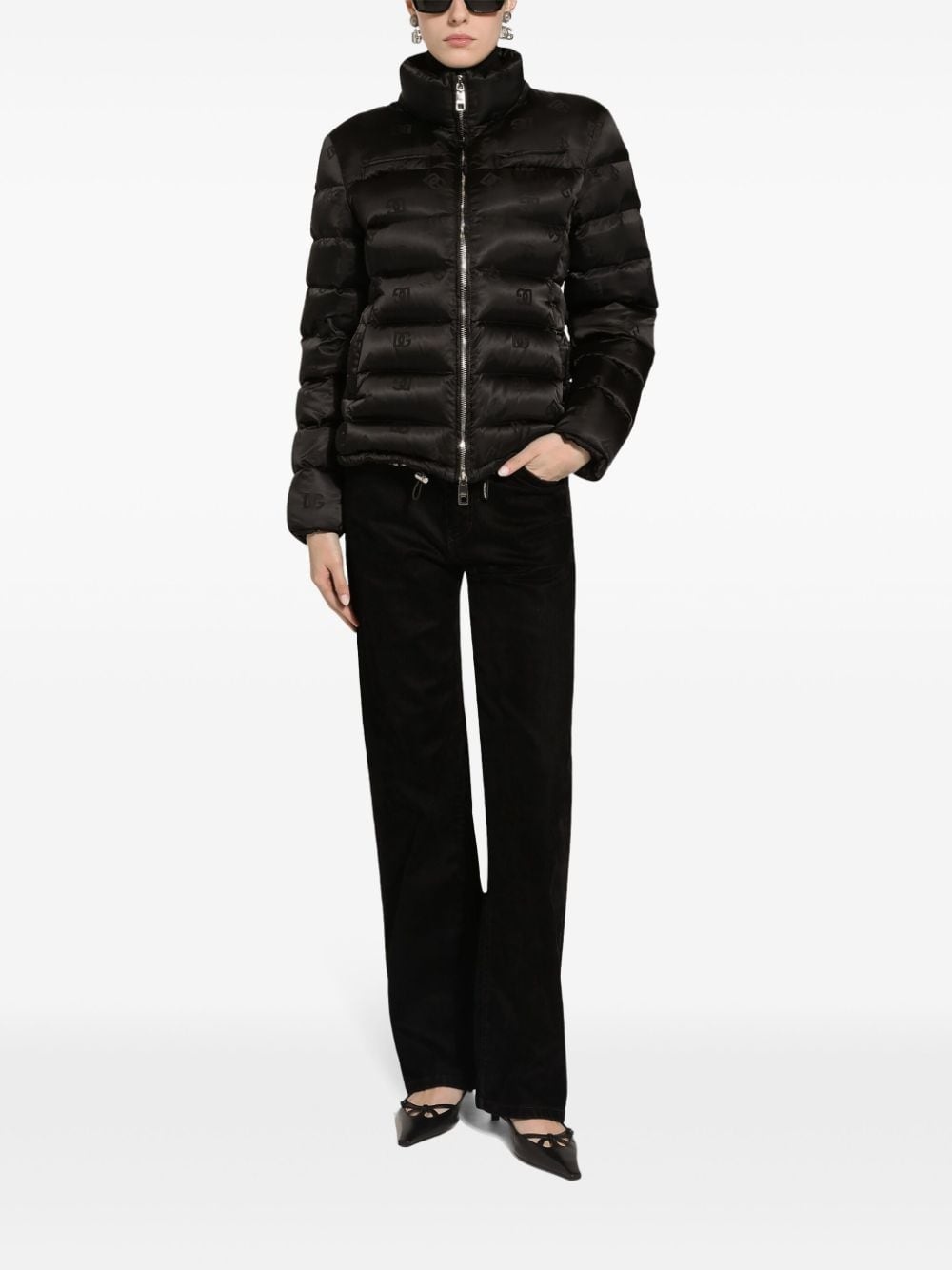 monogram-jacquard puffer jacket - 2