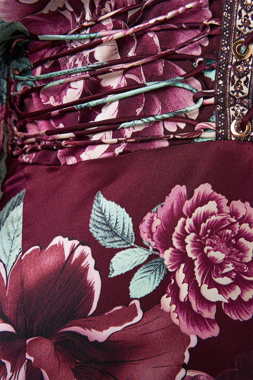 V NECK LACE UP DETAIL LONG DRESS - 6