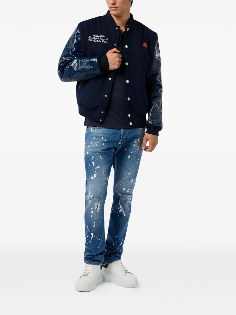 PHILIPP PLEIN logo-detail bomber jacket outlook