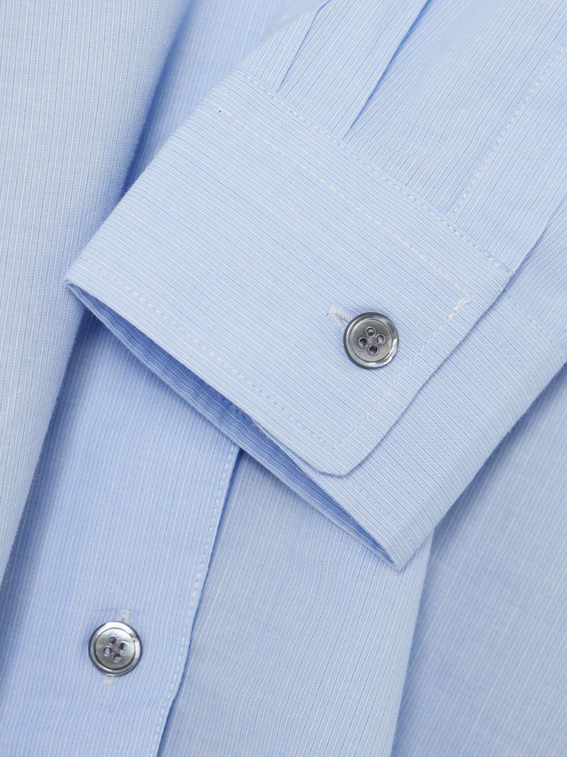 Apron tie-back striped cotton-poplin and voile shirt 4