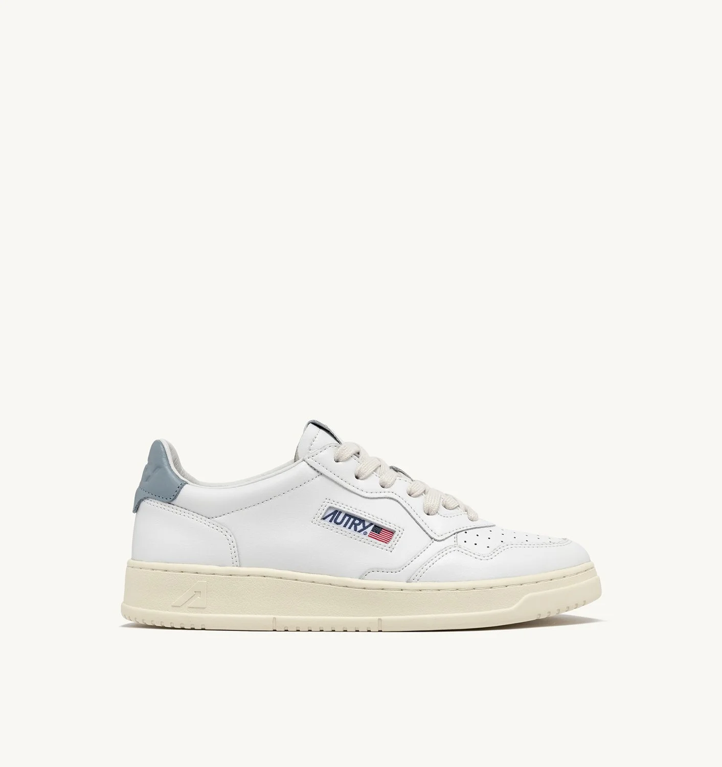 MEDALIST LOW SNEAKERS IN WHITE AND SILVER BLUE LEATHER - 1