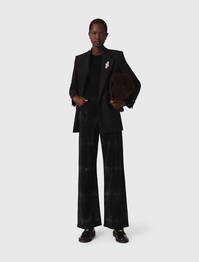 maje Wide-leg rhinestone jeans outlook