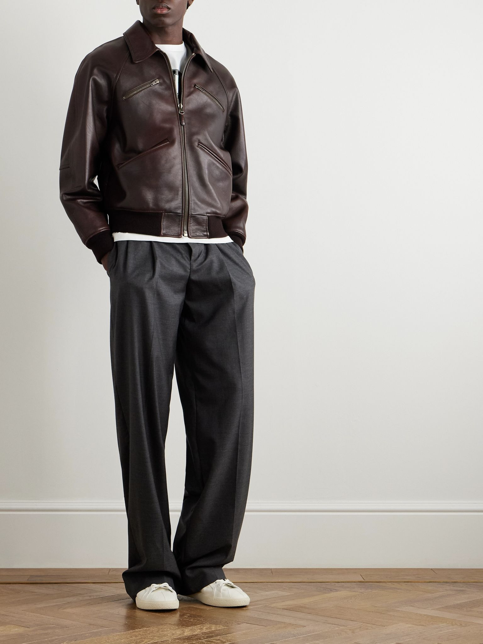 Leather Bomber Jacket Dark brown - 2