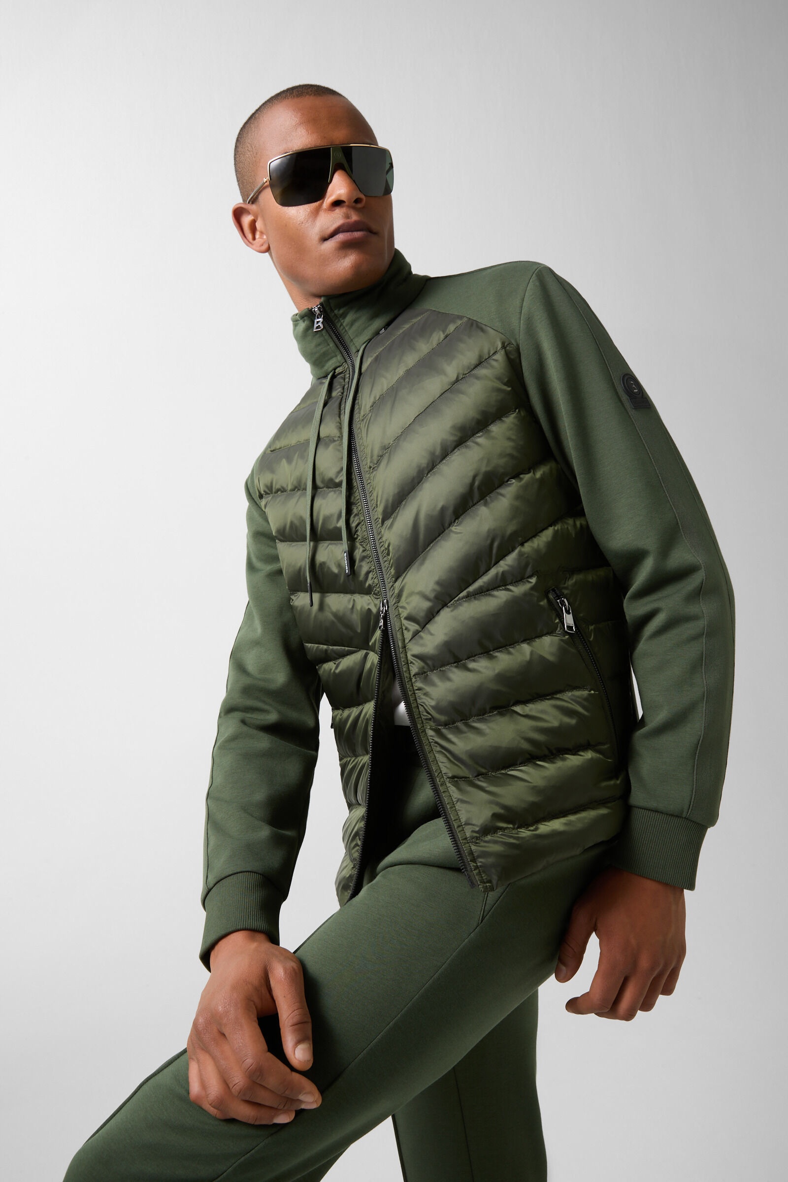 Baker Down sweatshirt jacket in Olive green - 8