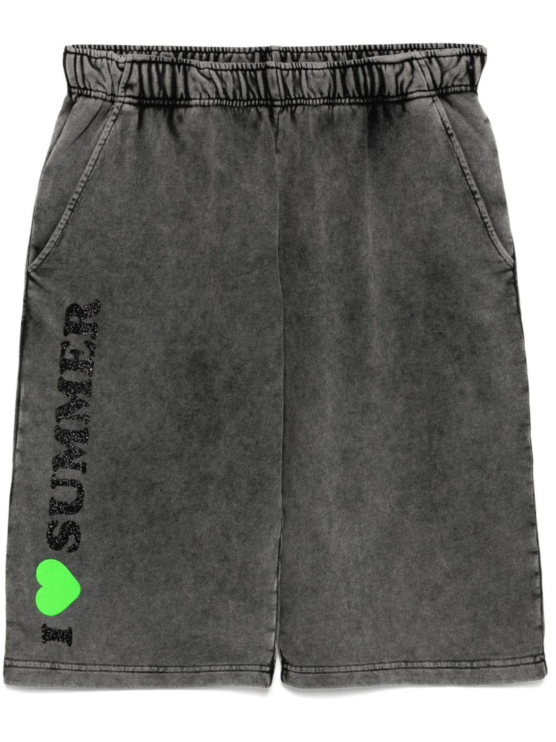 slogan print shorts 1