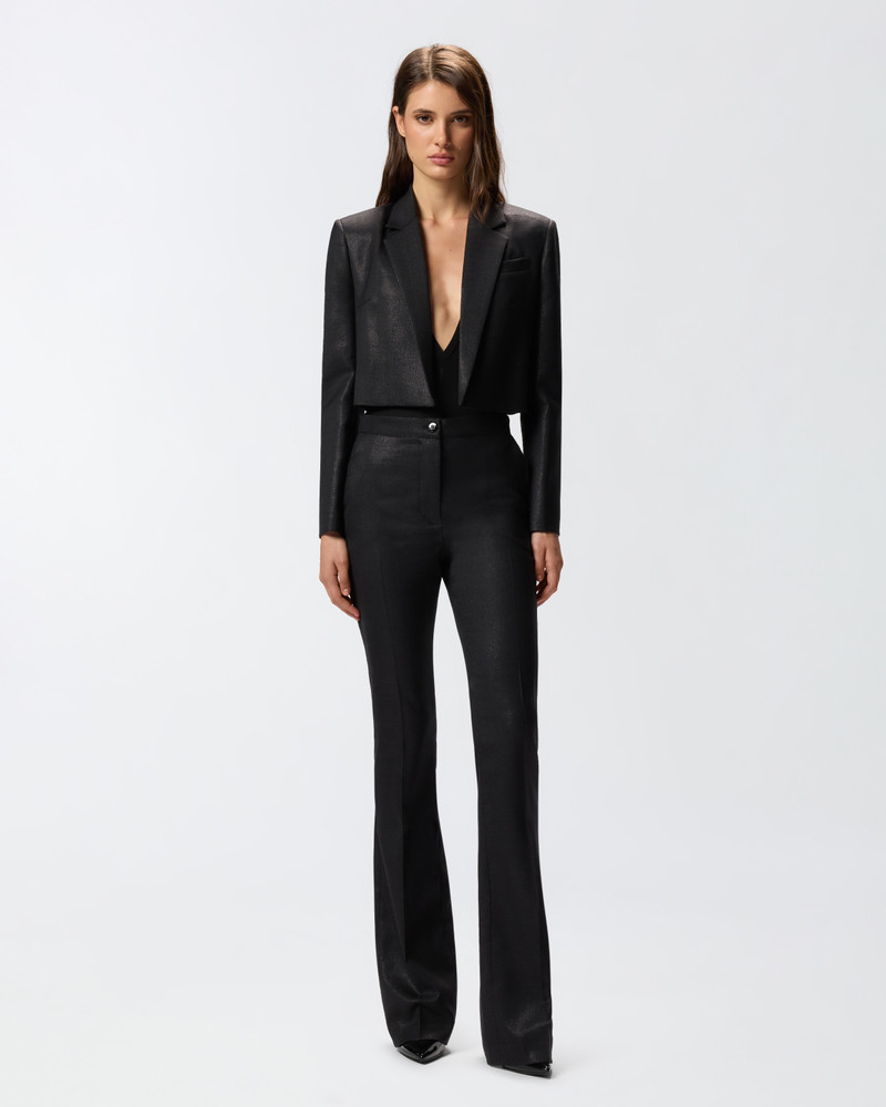 PINKO SHINY-EFFECT STRAIGHT-LEG PINSTRIPED TROUSERS outlook