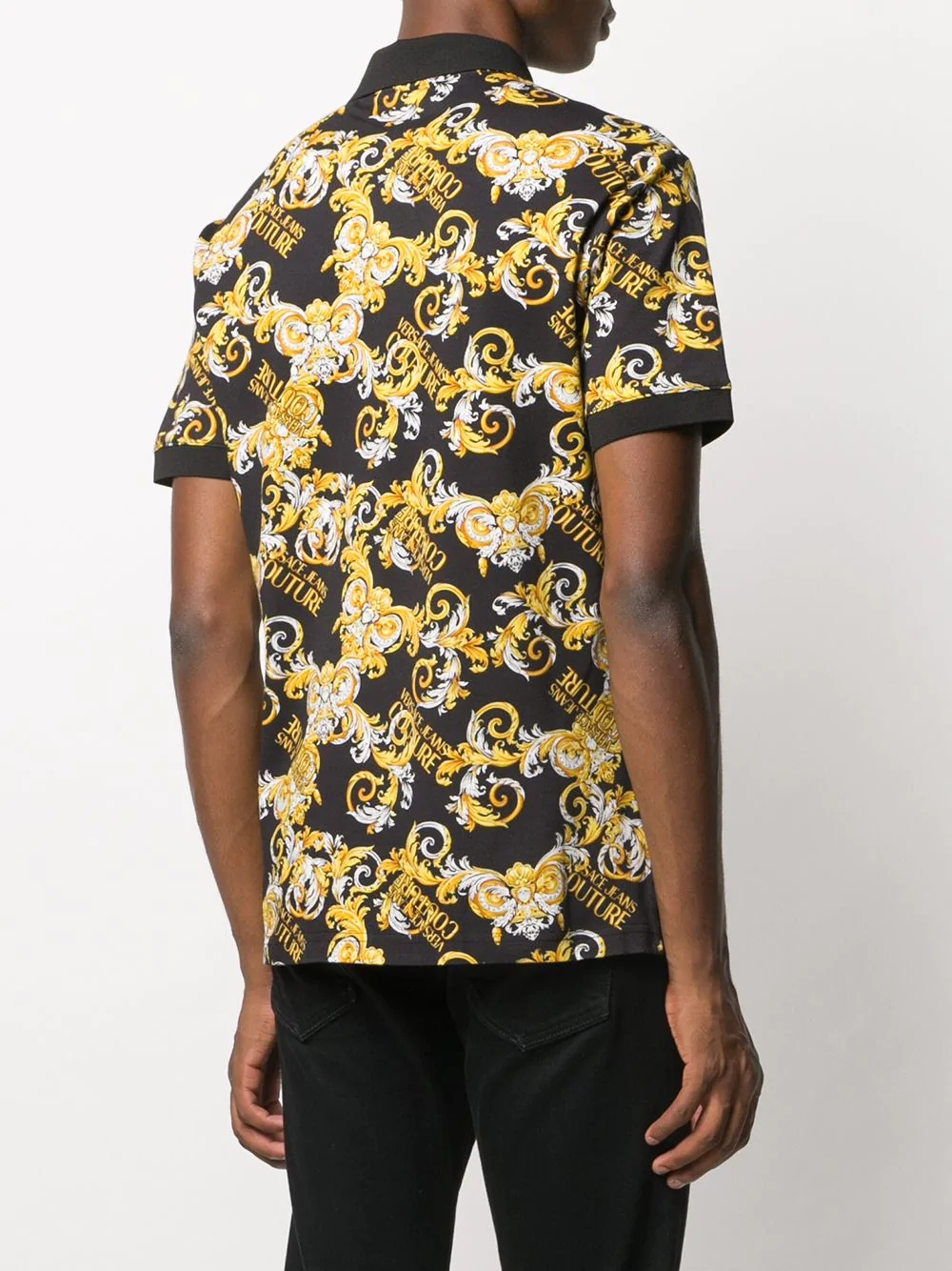 logo baroque print polo shirt - 4