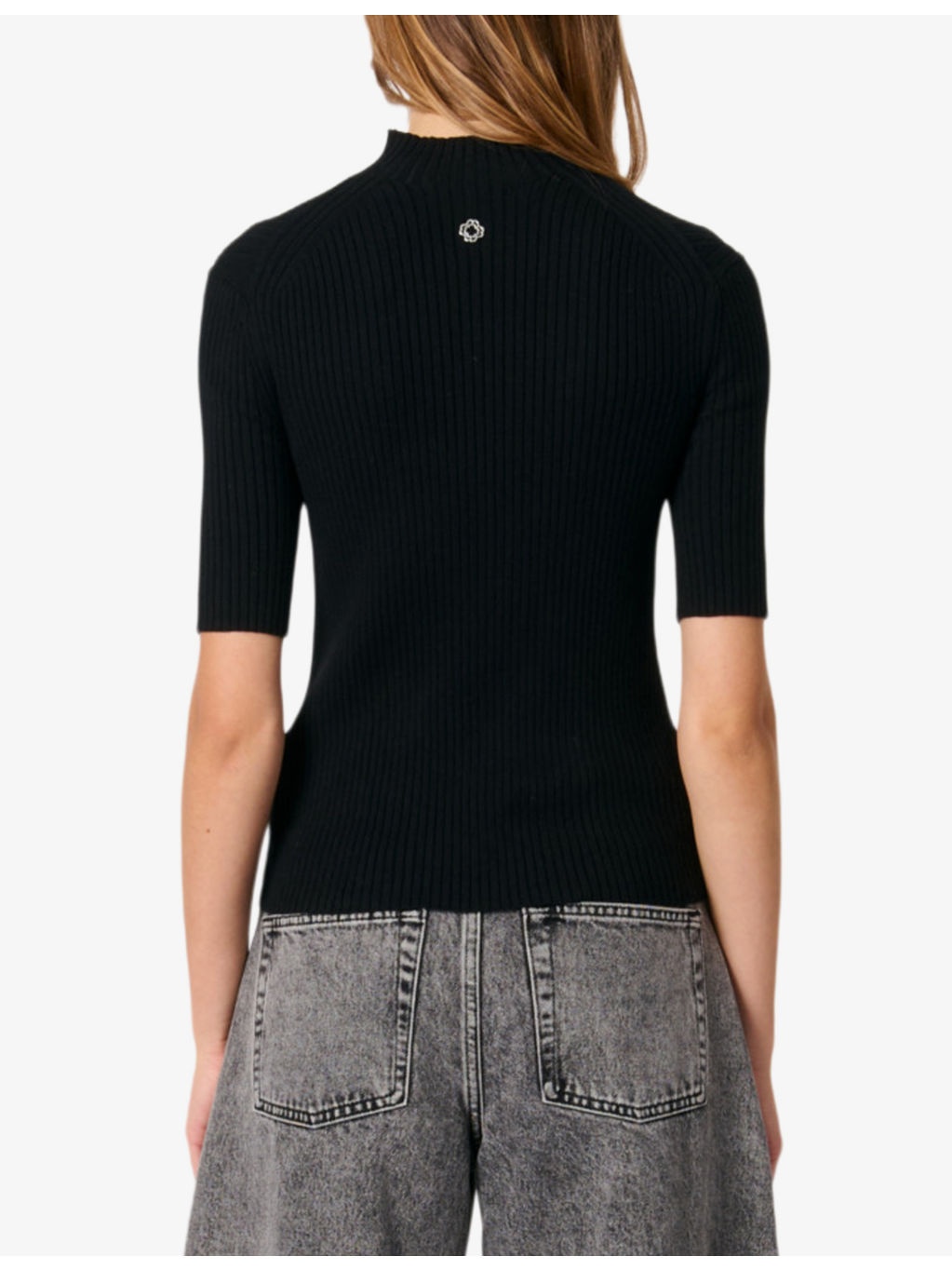 High-neck short-sleeve stretch-cotton jumper - 4