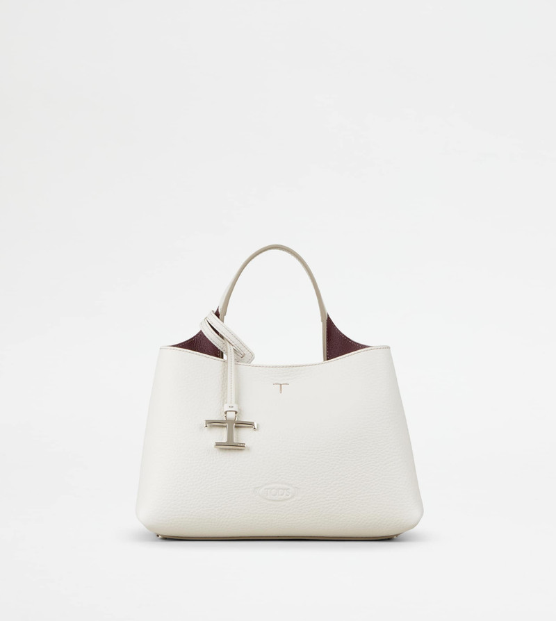 BAG IN LEATHER MICRO - WHITE, BURGUNDY 1
