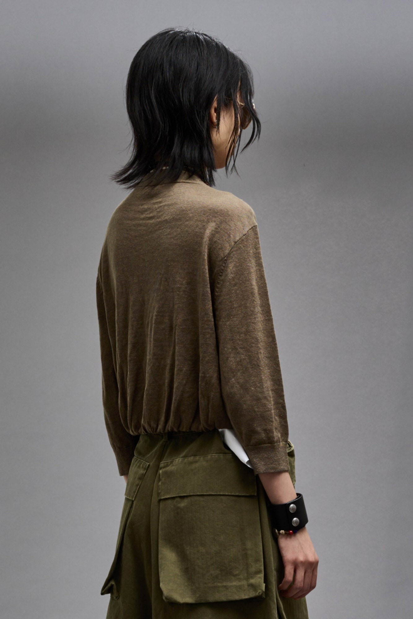 BALLOON CARDIGAN - OLIVE - 6