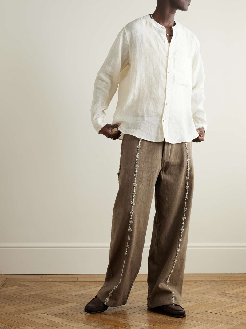KARTIK RESEARCH Wide-Leg Embellished Embroidered Cotton Trousers outlook